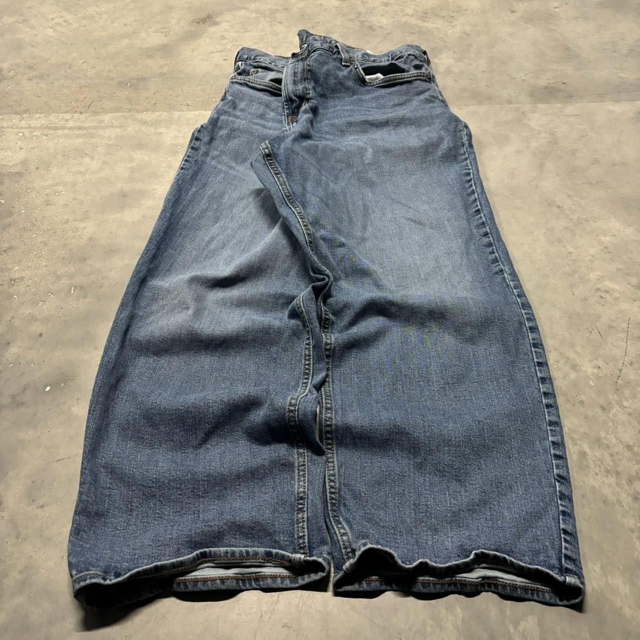 Japanese Brand × Vintage Crazy Vintage Y2K/2000s Baggy Medium Wash Skater Denim Jeans! Size US 42 / EU 58 - 3 Thumbnail