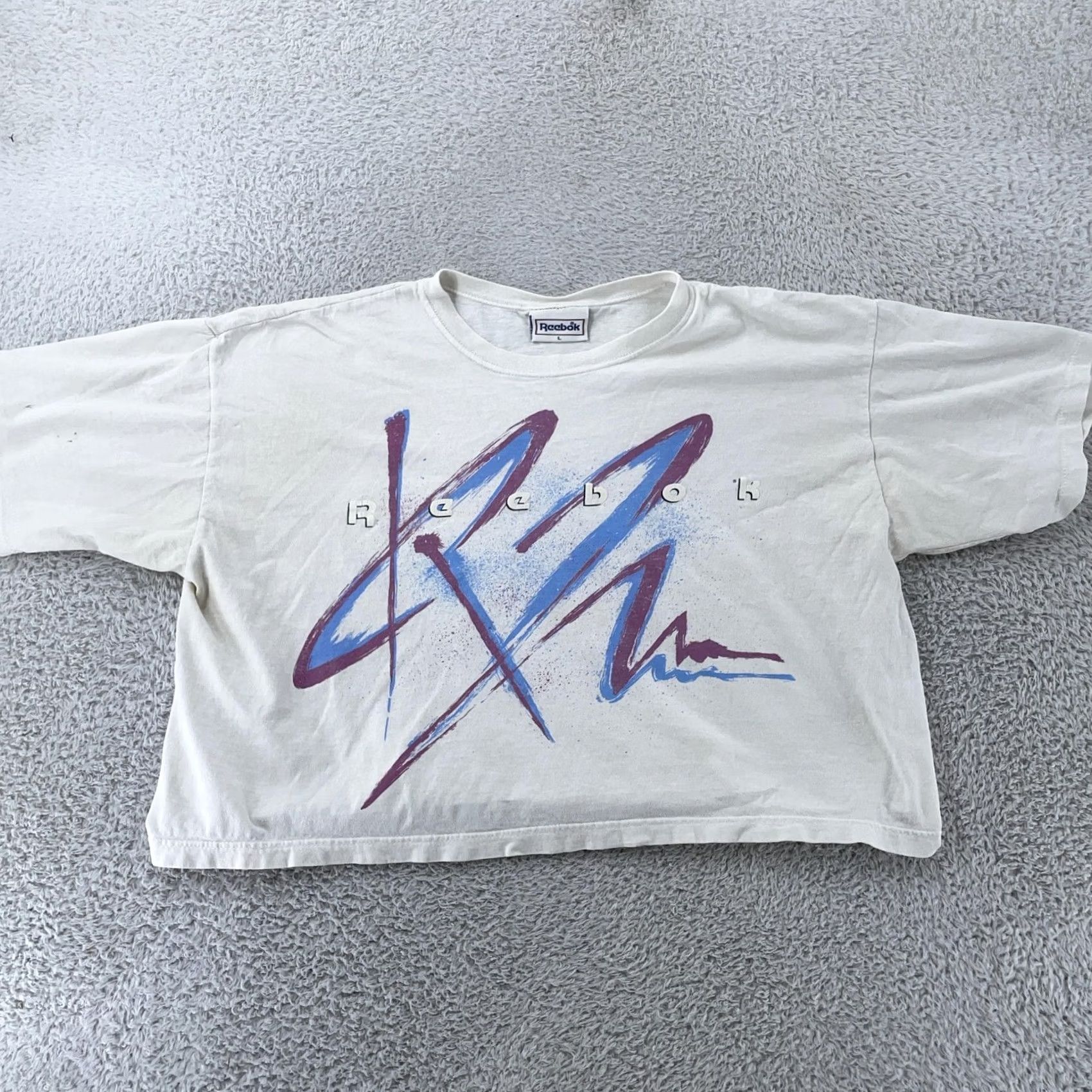 Reebok VINTAGE Reebok T-Shirt Graphic Print Crew Neck Short Sleeve White Large L Mens Boys? Size US L / EU 52-54 / 3 - 2 Thumbnail