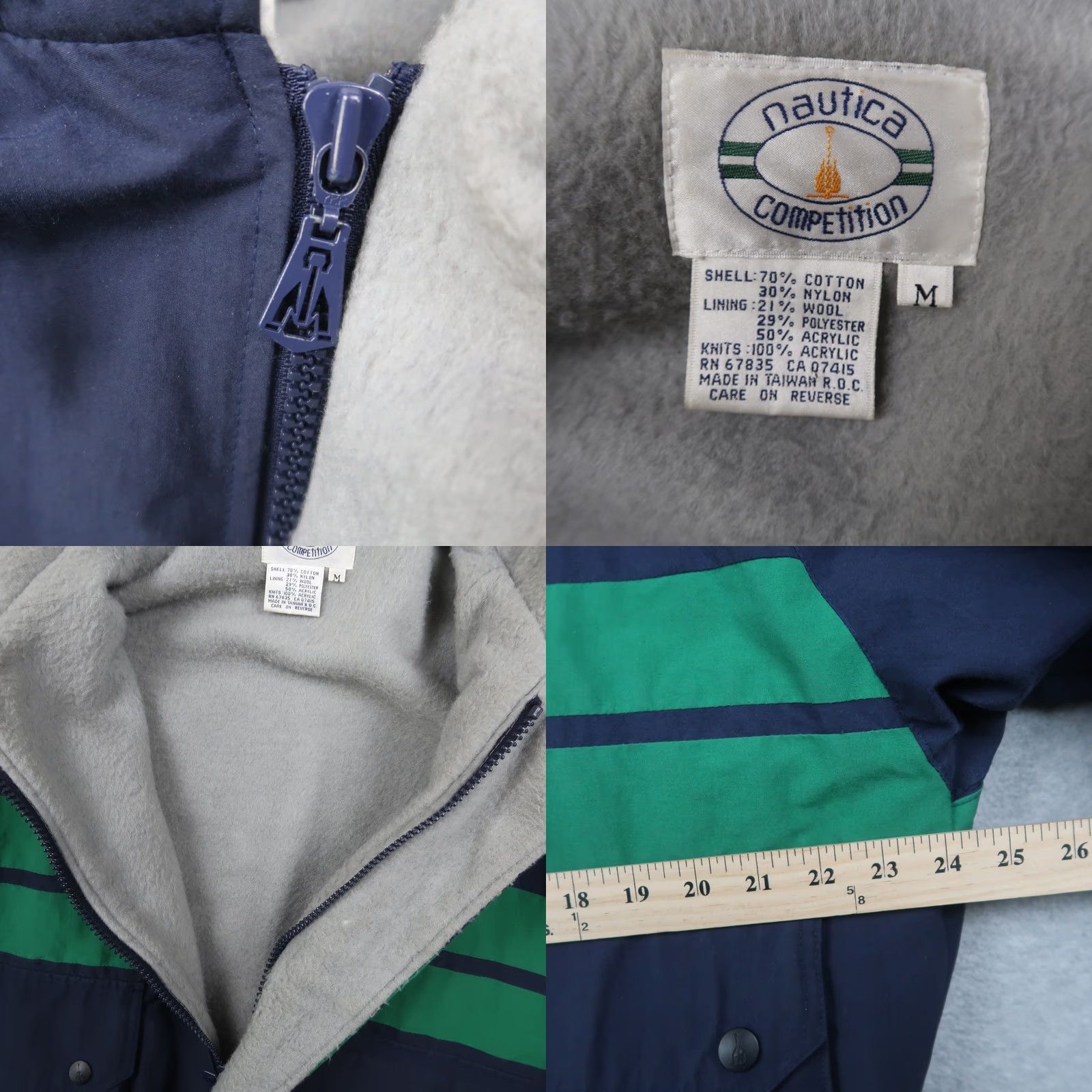 Nautica VINTAGE Nautica Competition Blue Fleece Lined Striped Jacket M Mens 90s Bomber Zip Stand-Up Collar Casual Size US M / EU 48-50 / 2 - 8 Thumbnail