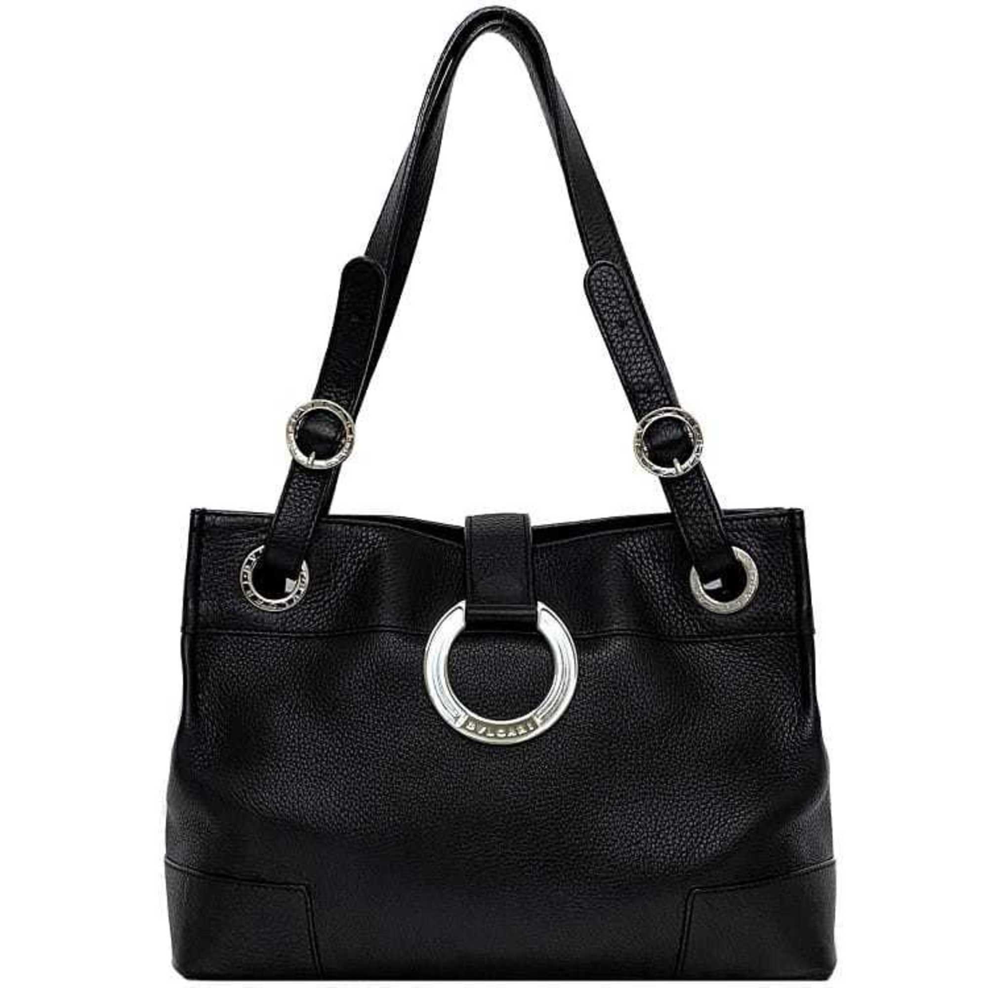 Bvlgari BVLGARI Becky Bag Tote Black Leather Women