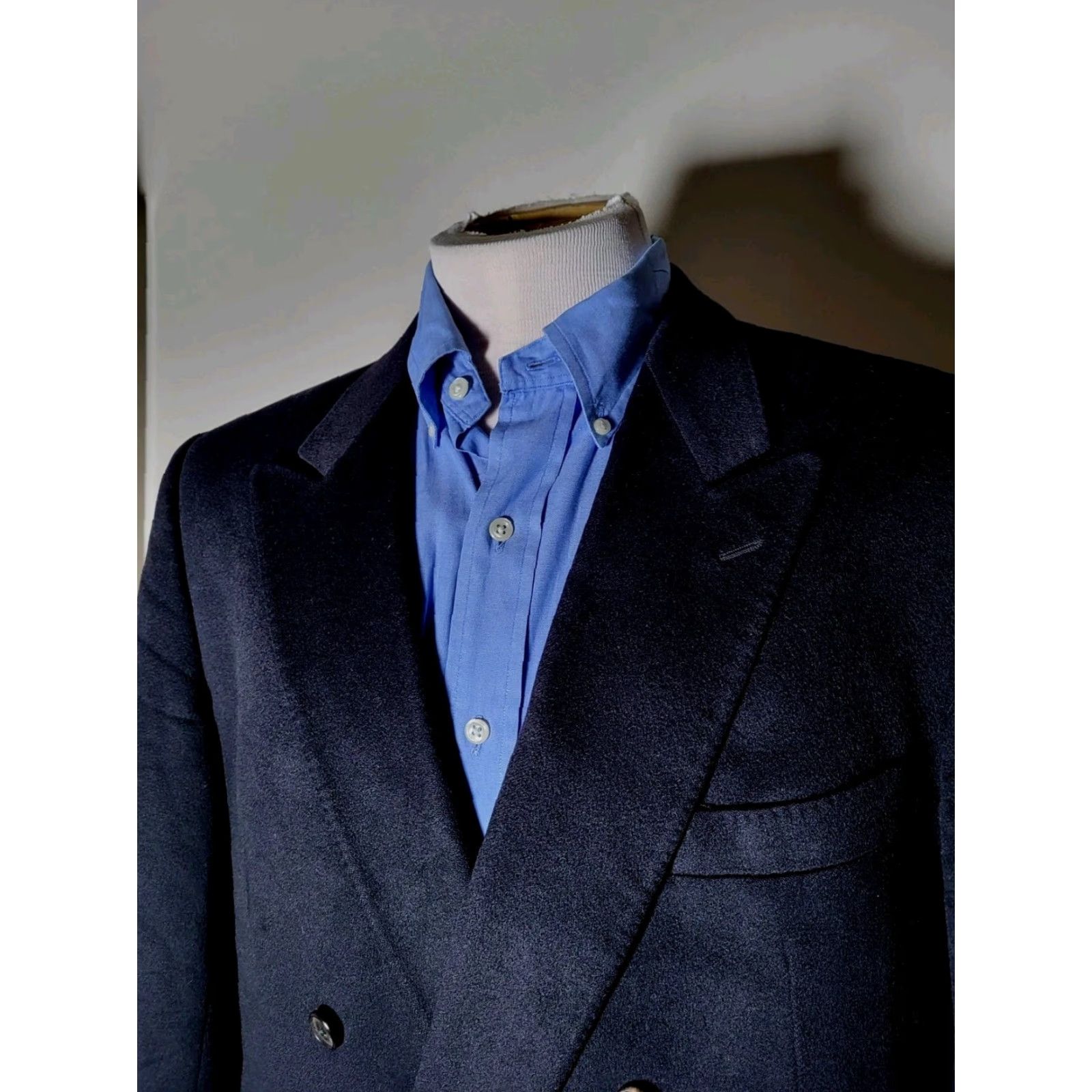 Vintage VINTAGE Moddell Norbert Berlin Blazer Double Breasted Wool Doeskin 42R Black Peak Lapel Mens Jacket Estate Size 42R - 2 Thumbnail