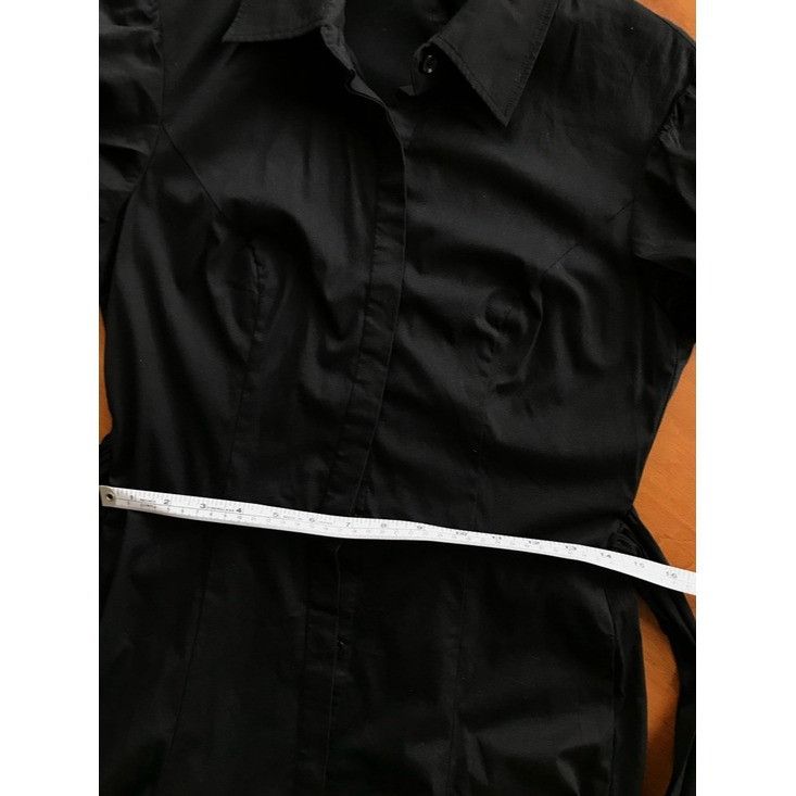 Ralph Lauren Ralph Lauren Pleated Puff Sleeve Black Midi Wrap Shirt Dress Size S / US 4 / IT 40 - 9 Thumbnail
