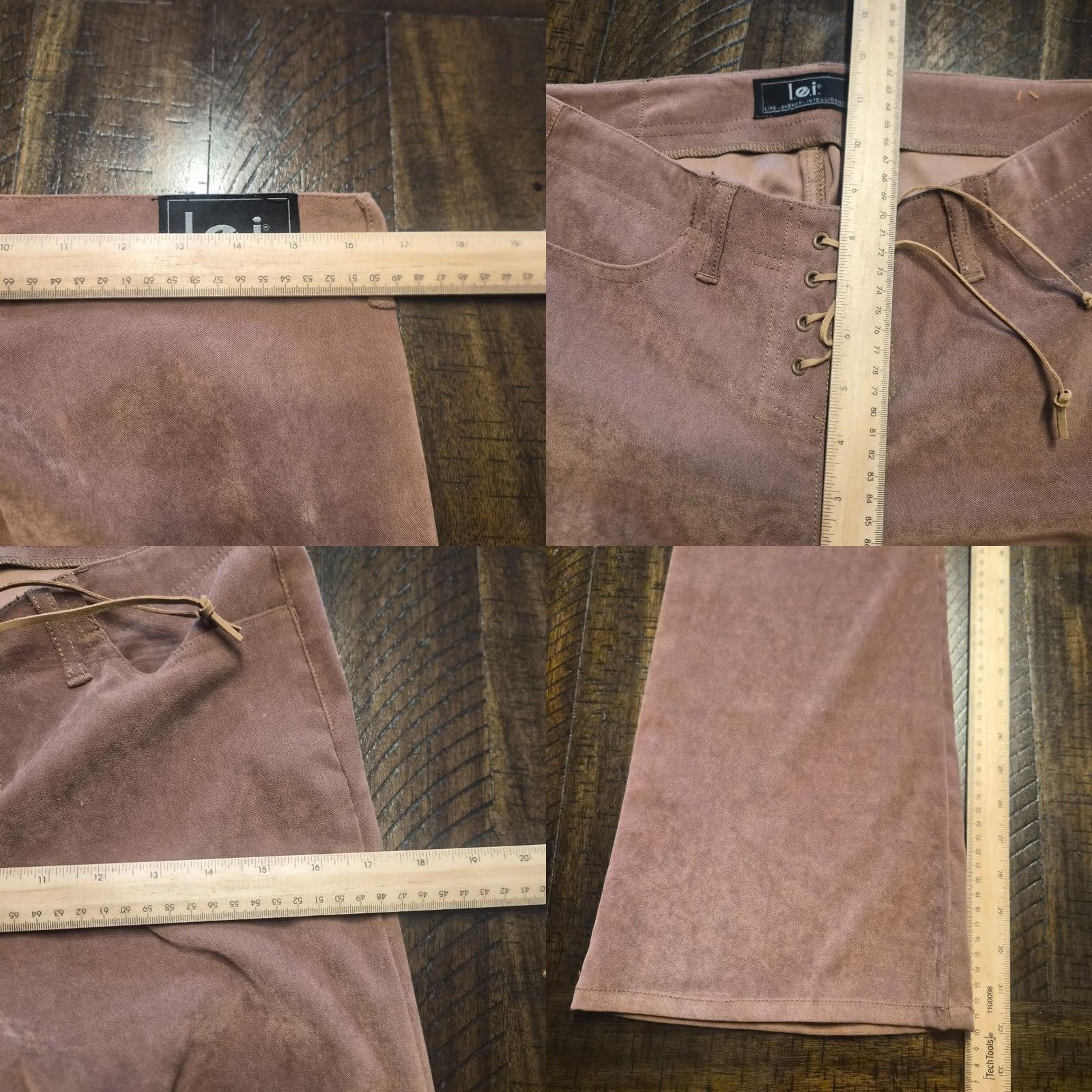 Vintage VINTAGE LEI Y2K Women’s Juniors Brown Lace Up Flare Pants Size 13 Stretch G132 Pants Mens?? Size 34" / US 12 / IT 48 - 8 Thumbnail