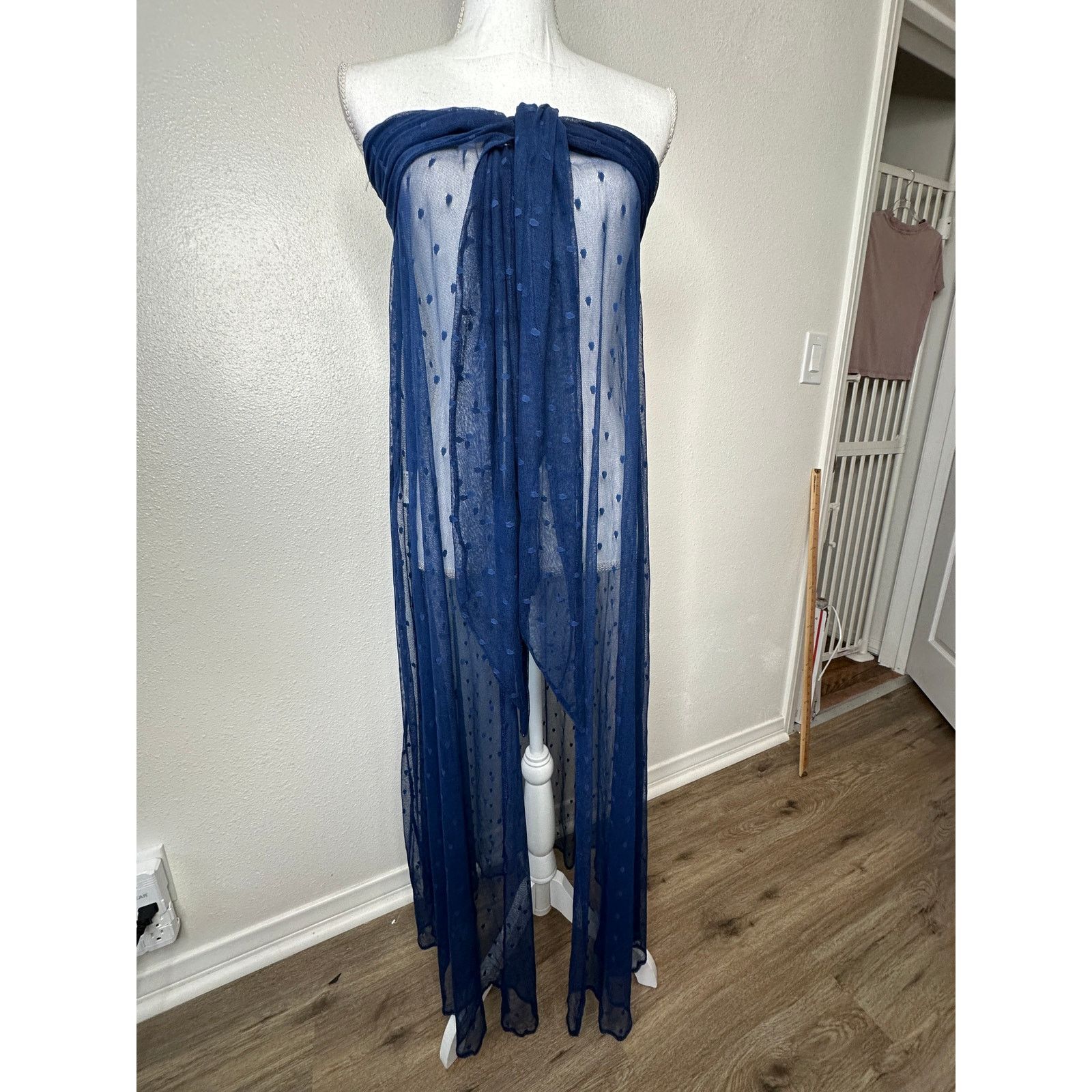 Other Ancora Navy Blue Polka Dot Sheer Scarf Wrap Size ONE SIZE - 4 Thumbnail