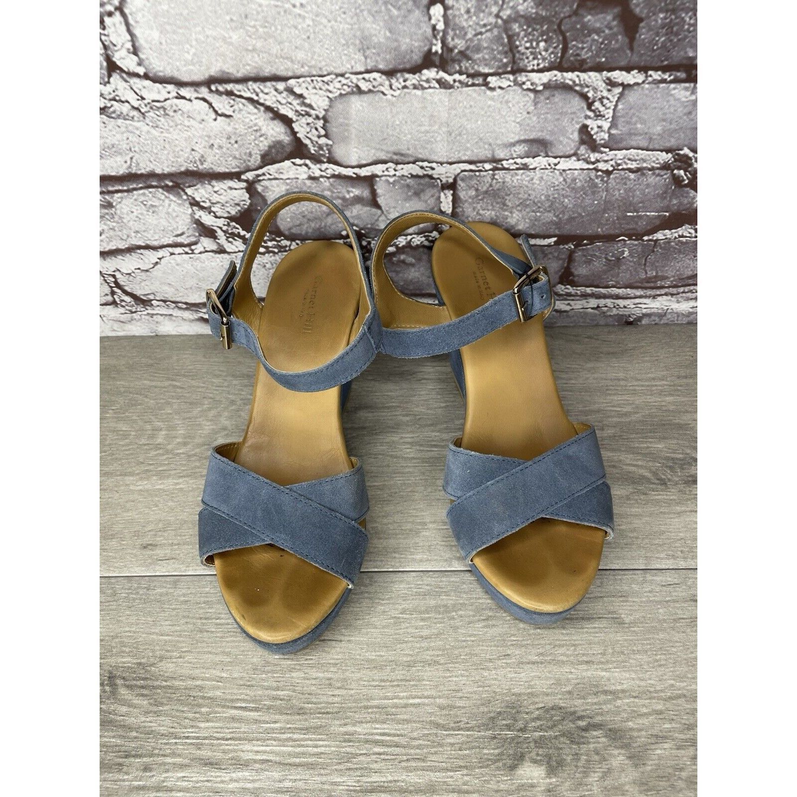 Billy Hill Garnet Hill Blue Suede Leather Wedge Ankle Strap Sandals Wom Size US 9 / IT 39 - 18 Thumbnail