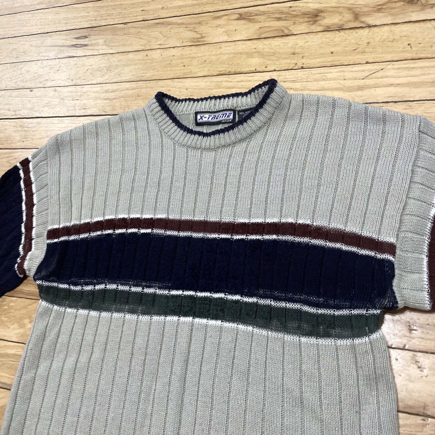 Vintage VTG Y2K X-Treme Gear Sweater Women XL Ribbed 20 Tan Gray Boho Classic 1990s 2000s Crew Neck Pullover Knit Women Size XL / US 12-14 / IT 48-50 - 4 Thumbnail