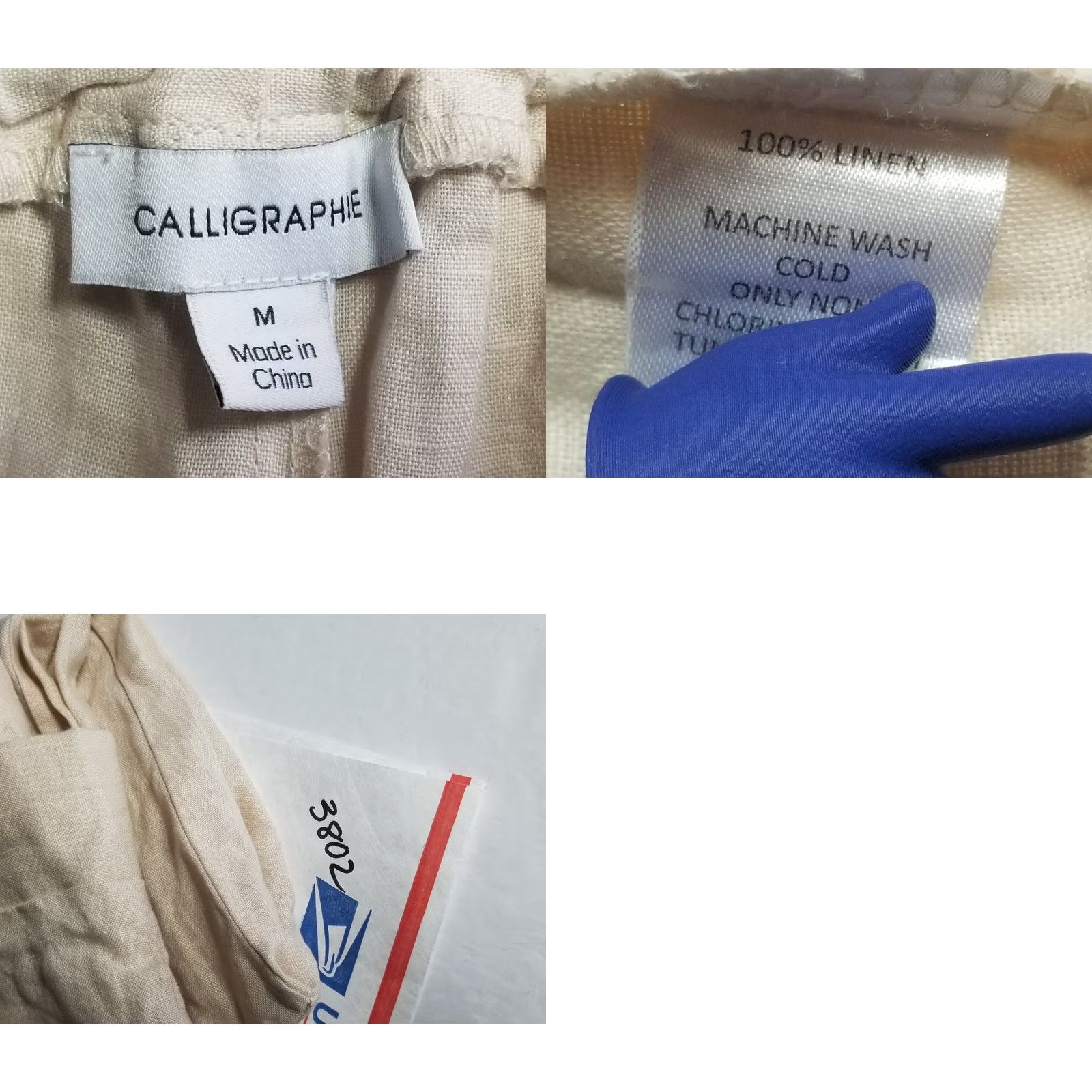 Vintage Calligraphie Linen Wide-Leg Pants Size Medium Women Tan Ankle Casual Regular Knit Vintage No Size 32" / US 10 / IT 46 - 8 Thumbnail
