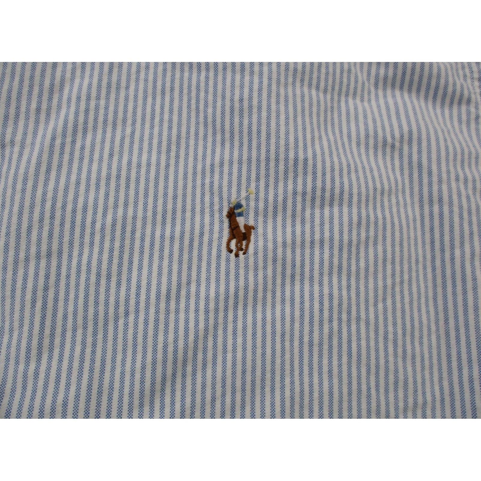 Polo Ralph Lauren Polo Ralph Lauren Polo Shirt Mens 3XLT White Blue Striped Golf Business Dress Preppy Polo Shirt Men 3XLT White Blue Striped Rainbow Theme) Size 48R - 6 Thumbnail