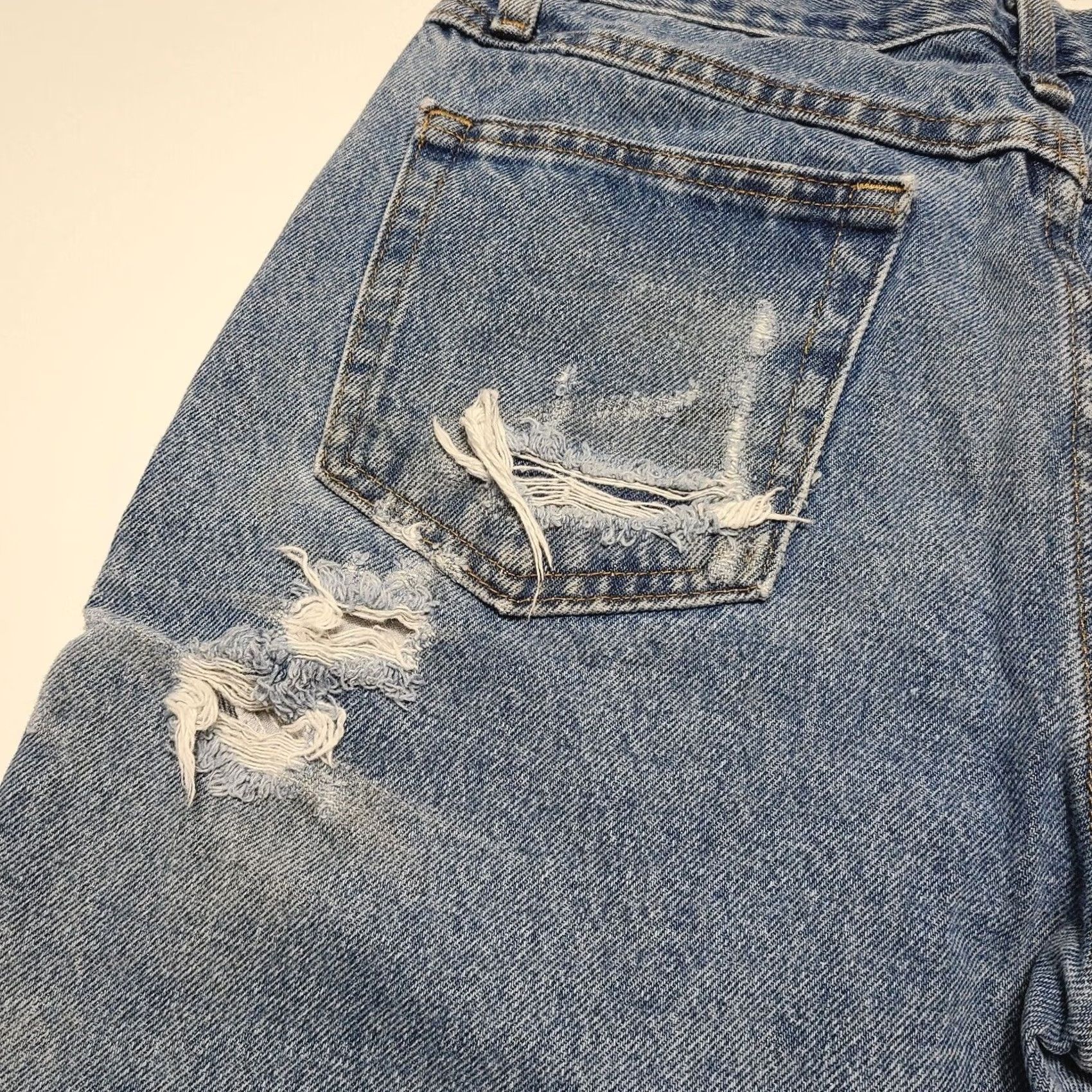 Denime Rustler Jeans Men 31x30 Blue Denim Distressed Faded 100% Cotton Casual 90's Size US 31 - 5 Thumbnail