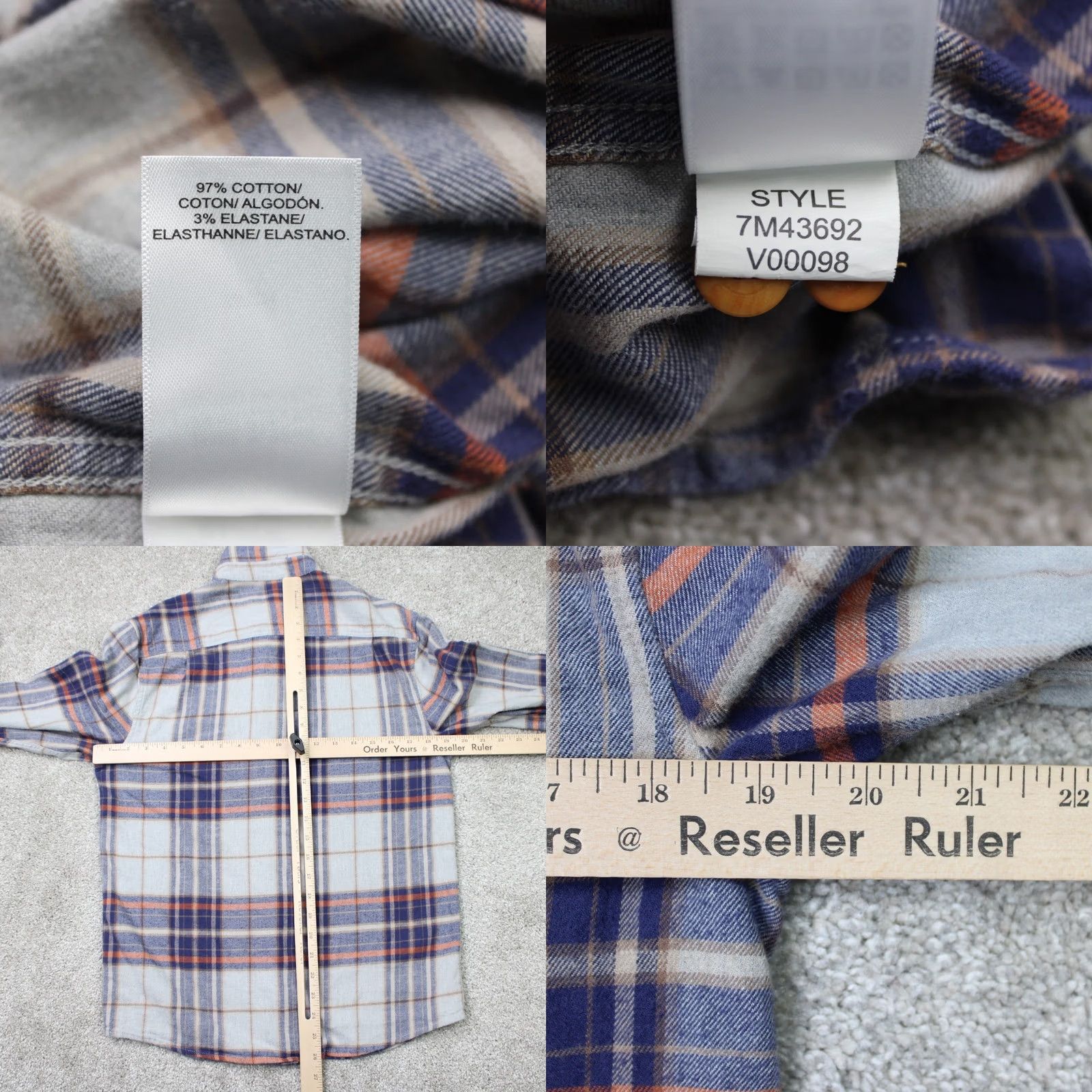 Lucky Brand Lucky Brand Shirt Men Small Blue Plaid Slim Fit Long Sleeve Button-Up Untucked Western Style Size US S / EU 44-46 / 1 - 8 Thumbnail
