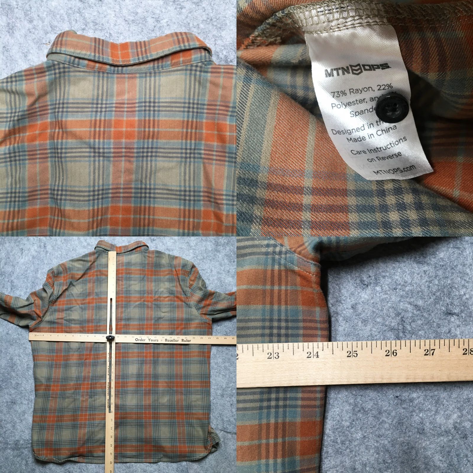 Vintage MTN OPS Shirt Mens XL Tan/Orange Plaid Flannel Button Up Stretch Outdoor Hunting Size US XL / EU 56 / 4 - 8 Thumbnail