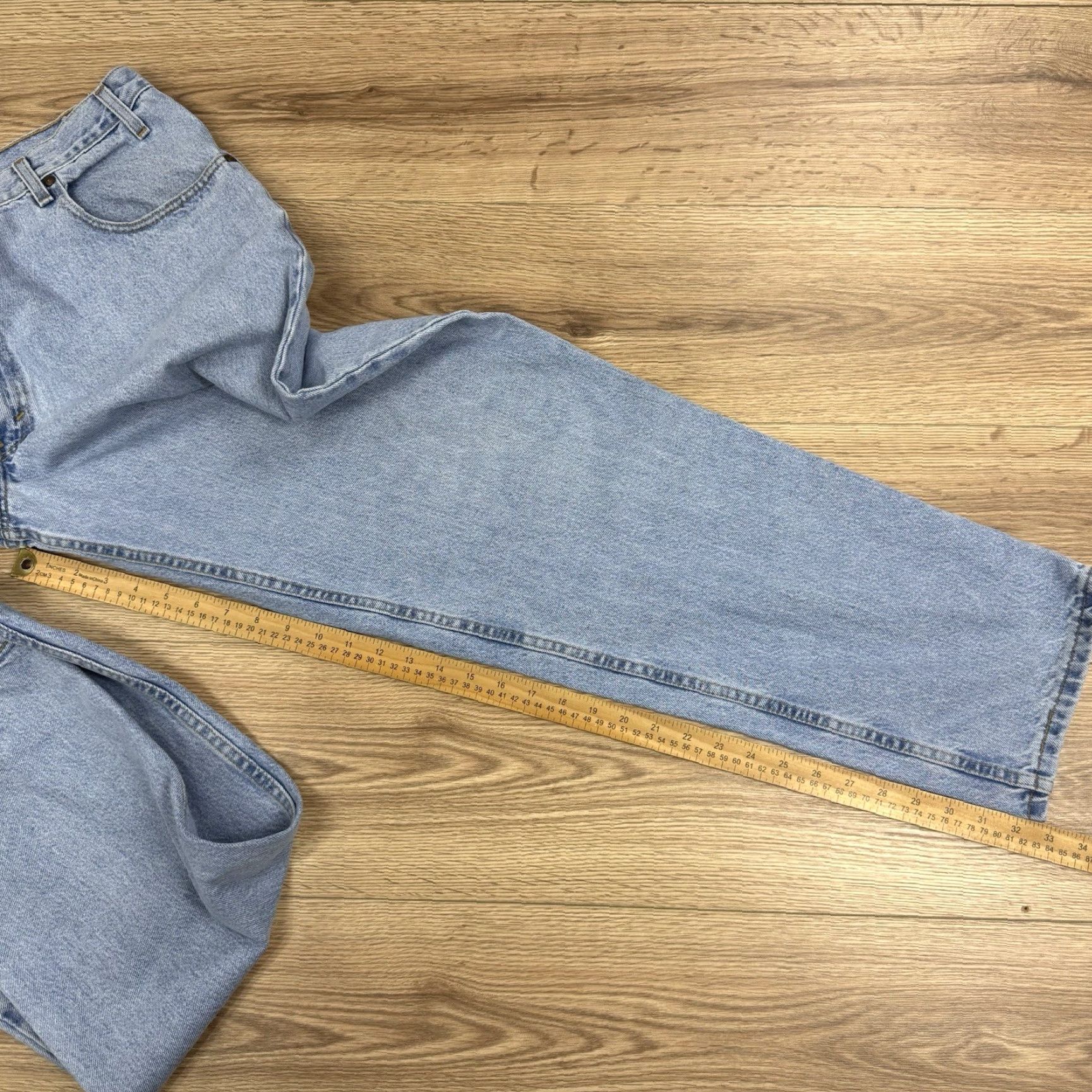 Levi's VTG Levi's 545 Jeans Mens 40x34 Light Wash Distressed 90s Grunge Straight Blue Size US 40 / EU 56 - 6 Thumbnail