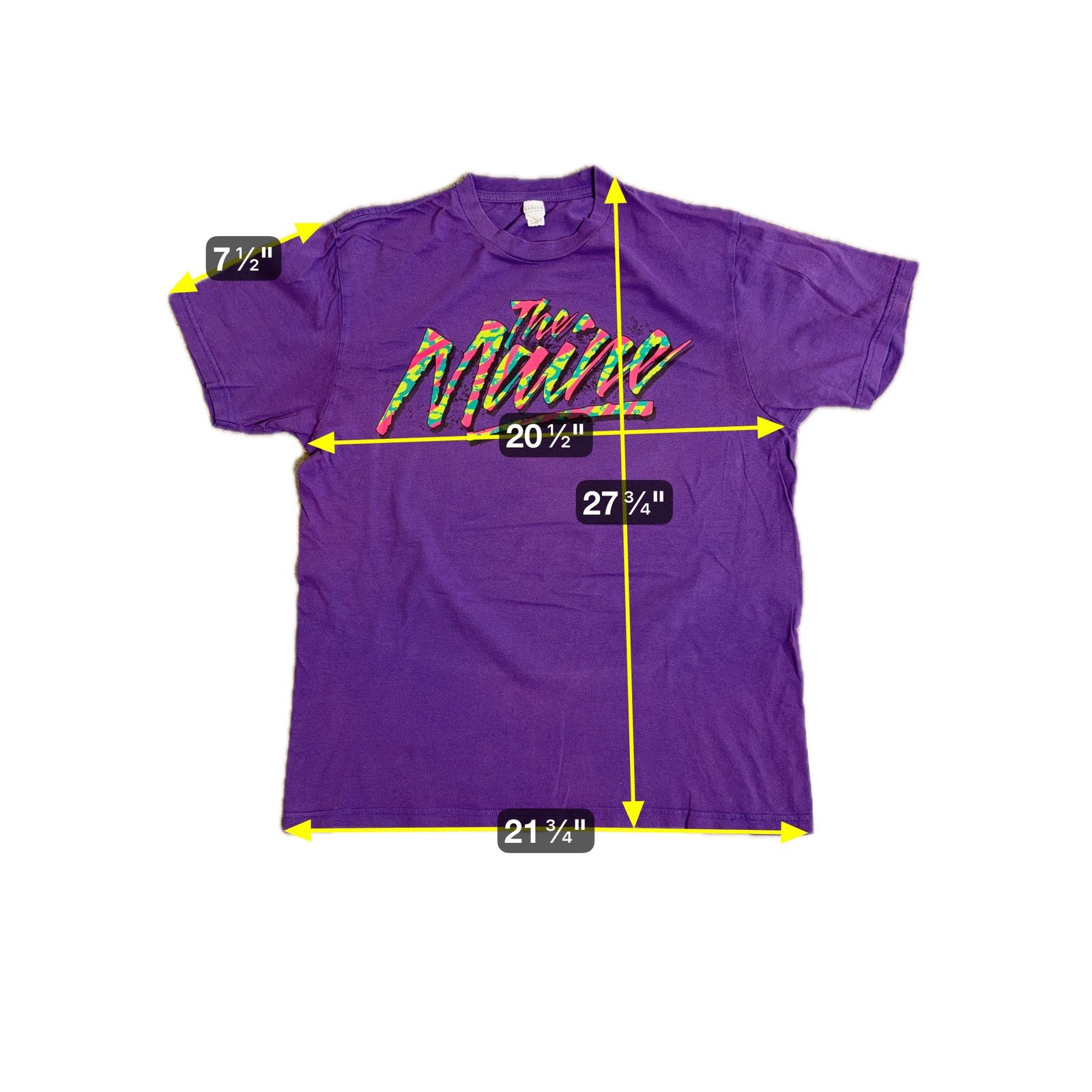 Vintage Vtg 80s 90s The Maine Mens Large T-Shirt Neon Graphic Purple Size US L / EU 52-54 / 3 - 5 Thumbnail