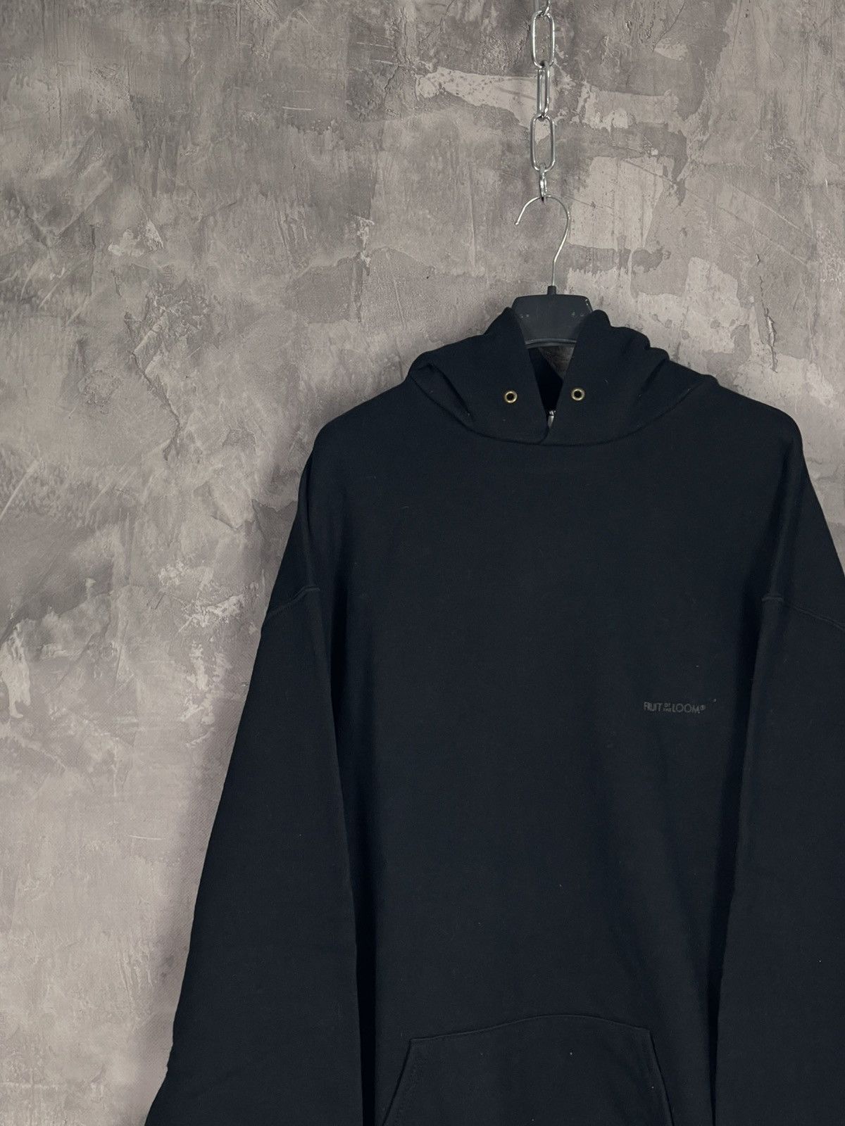 Japanese Brand × Vintage Vintage 90s Fruit Of The Loom Blank Black Hoodie Size US XL / EU 56 / 4 - 3 Thumbnail