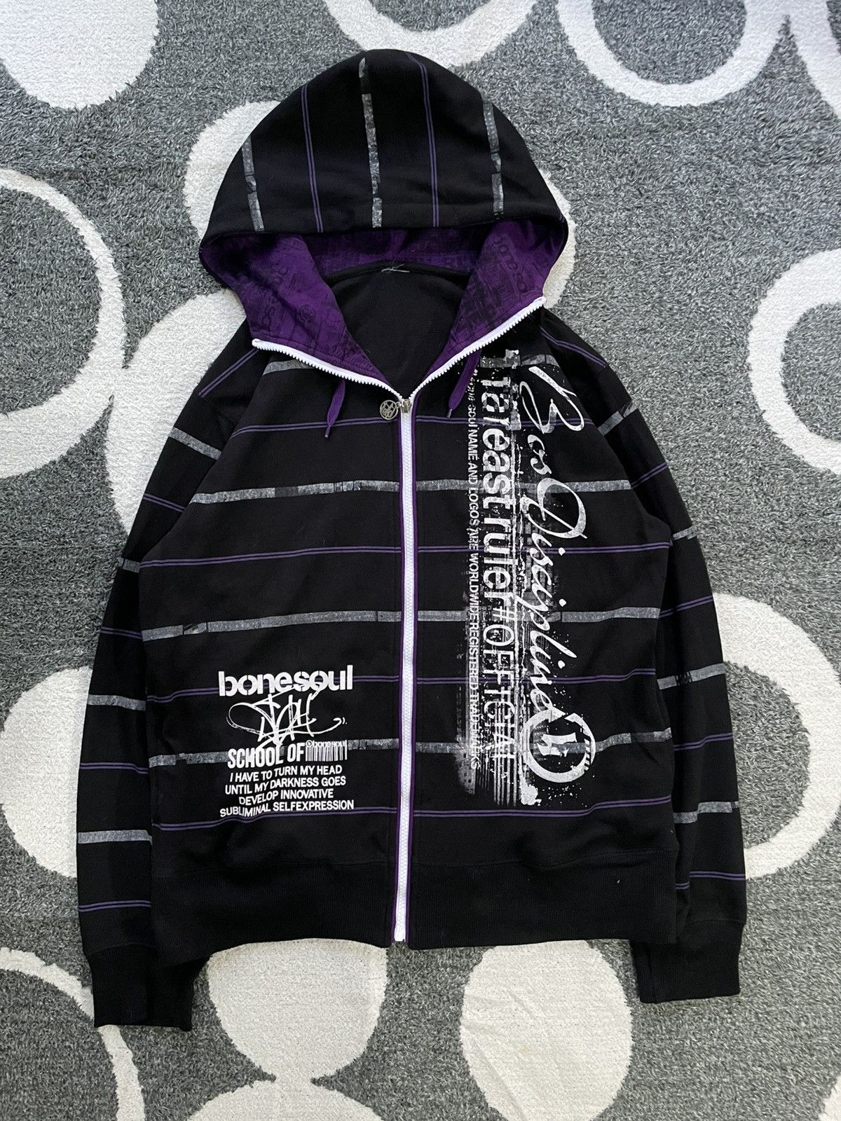 Japanese Brand B-ONE SOUL JAPAN STENCIL GRAPHIC ZIP HOODIE Size US M / EU 48-50 / 2 - 2 Thumbnail