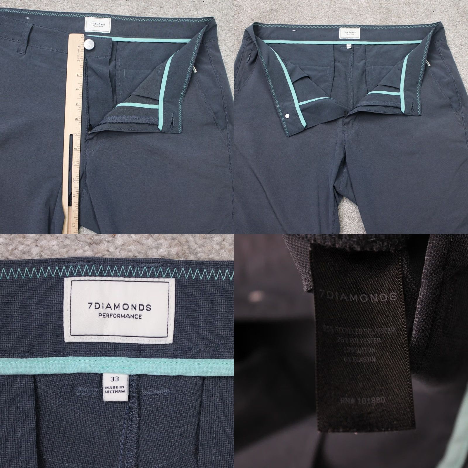 Vintage 7 Diamonds Performance Shorts Mens 33 Blue 10" Beacon Flat Front Stretch Casual Size US 33 - 8 Thumbnail