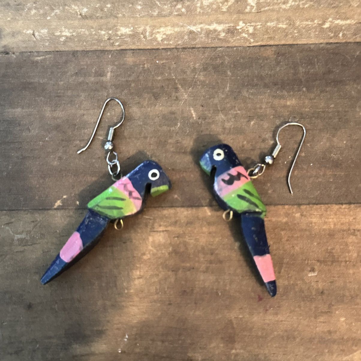 Vintage Vintage wooden parrot dangle earrings Size ONE SIZE - 4 Thumbnail
