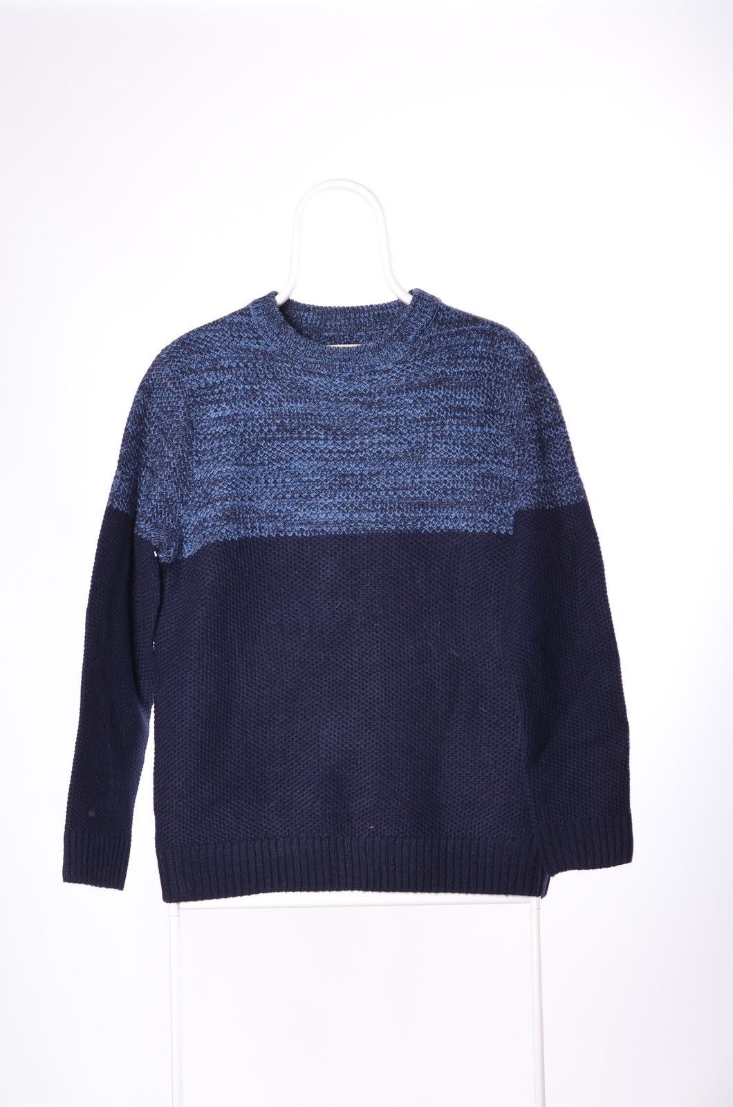 Folk Folk Design Crew Chek Knit Sweater Blue Acrylic Wool Size US L / EU 52-54 / 3 - 1 Thumbnail