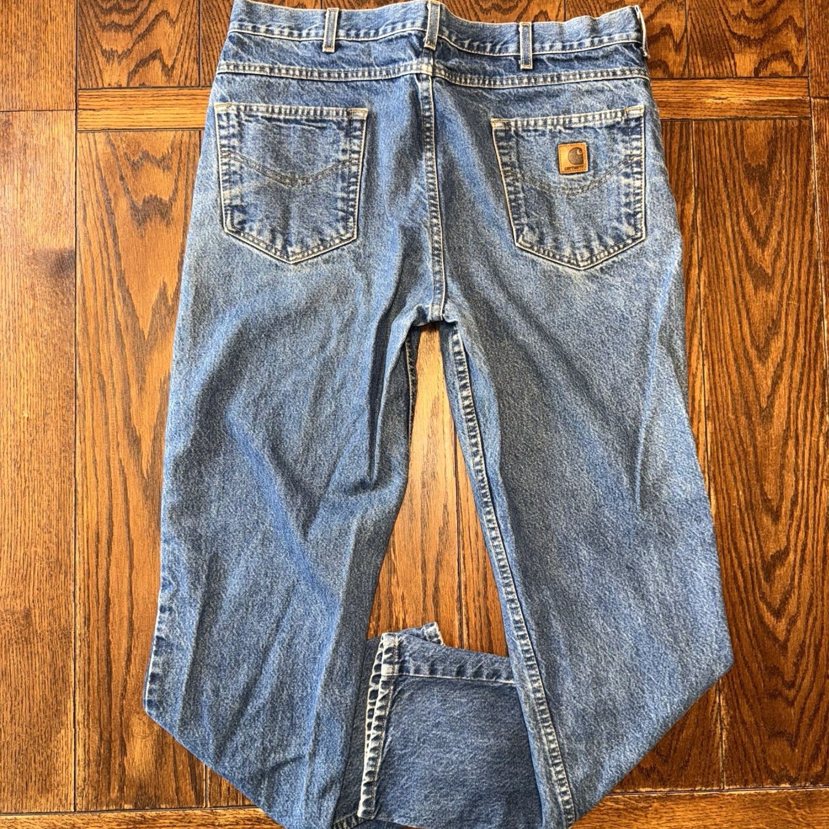 Carhartt VINTAGE Carhartt Jeans Light Wash Traditional Fit Men 38x32 Blue Denim 5-Pocket Design, Zipper, Button, Belt Loops Mens Cowboy Work Classic 90s? Size US 38 / EU 54 - 7 Thumbnail