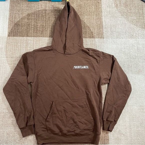 NEW TWIN FLAMES WHEN TWO SOULS MEET BROWN HOODIE SZ SMALL S