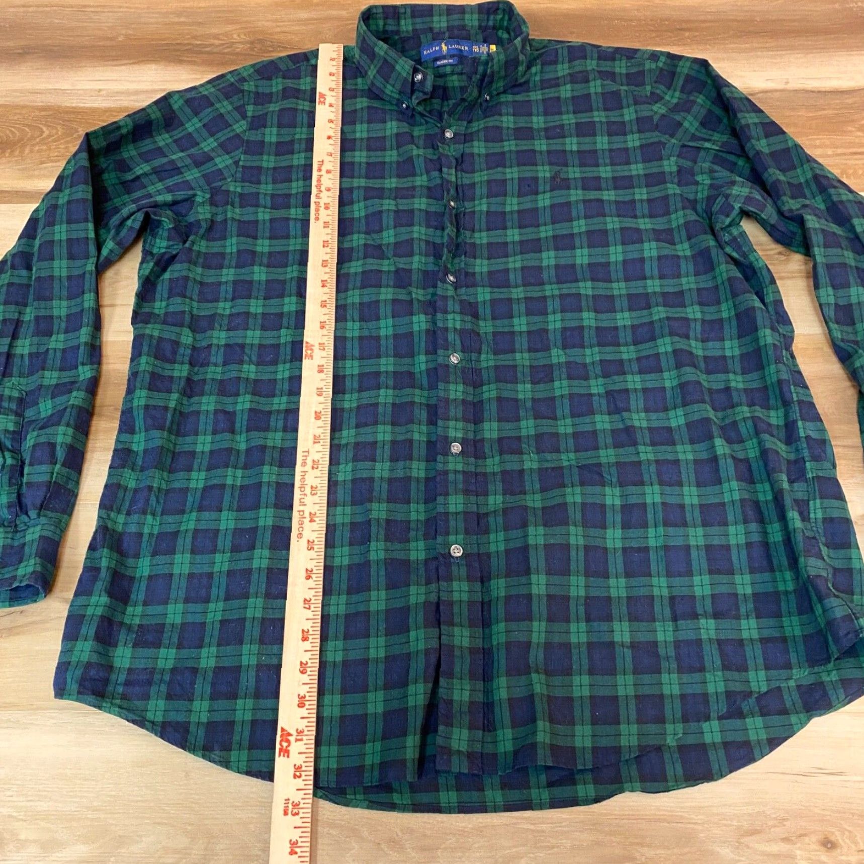 Ralph Lauren Ralph Lauren Shirt Button Down Cotton Medium XXL Green Blue Tartan Plaid, Classic, Preppy, Men Size US XXL / EU 58 / 5 - 6 Thumbnail