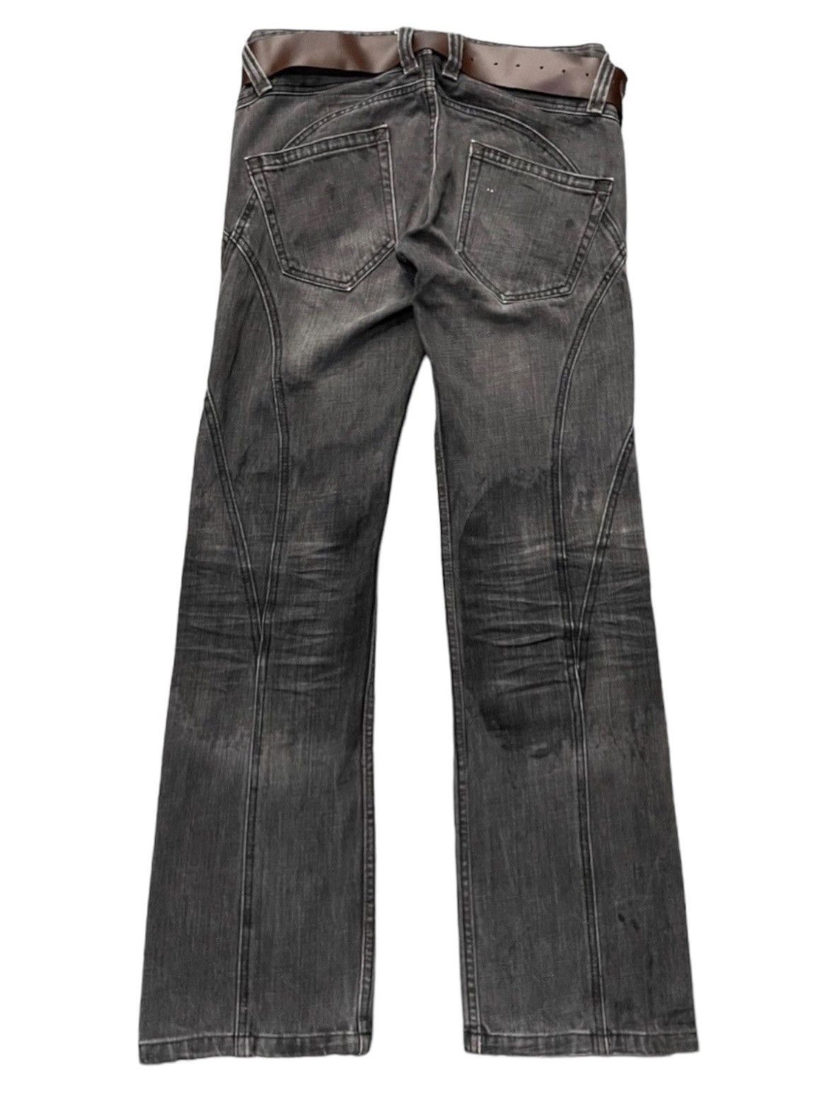 If Six Was Nine × Le Grande Bleu (L.G.B.) × Nicole Club Nicole Club Japan asymmetrical Grey Wash Denim Leather Belt Size US 30 / EU 46 - 2 Thumbnail