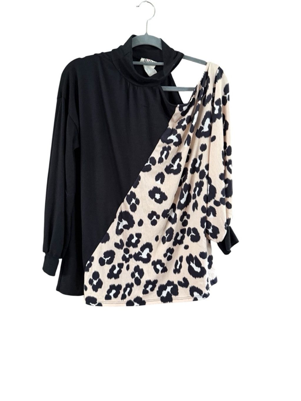 Cinzia Araia Women's Cindi Long Sleeve Tee L Black & Beige Leopard Print Size L / US 10 / IT 46 - 10 Thumbnail