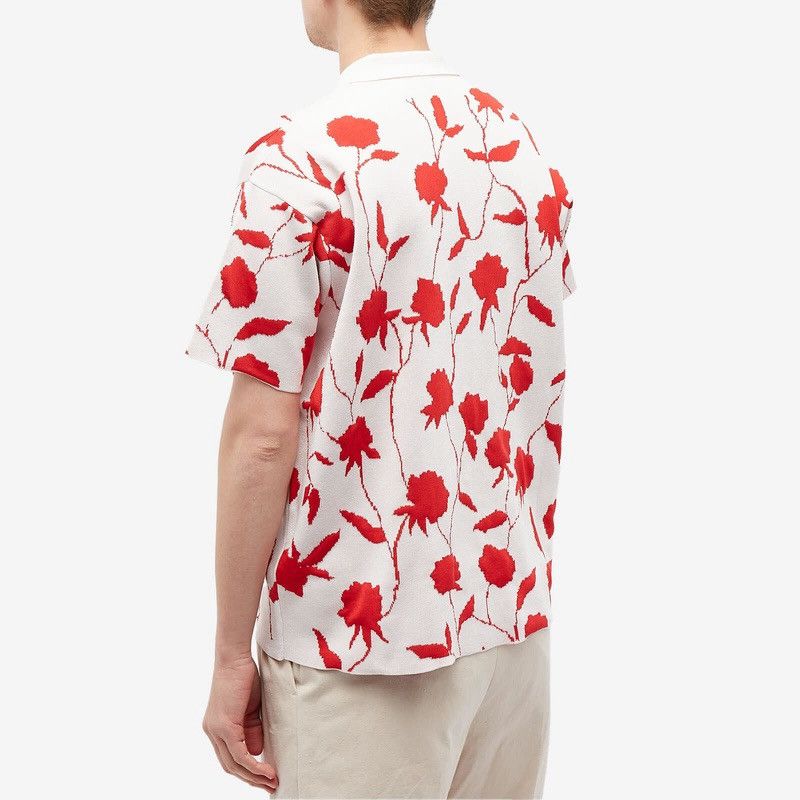 Jacquemus Jacquemus Men's Rose Knit Polo Shirt in White/Red Size US XL / EU 56 / 4 - 3 Thumbnail