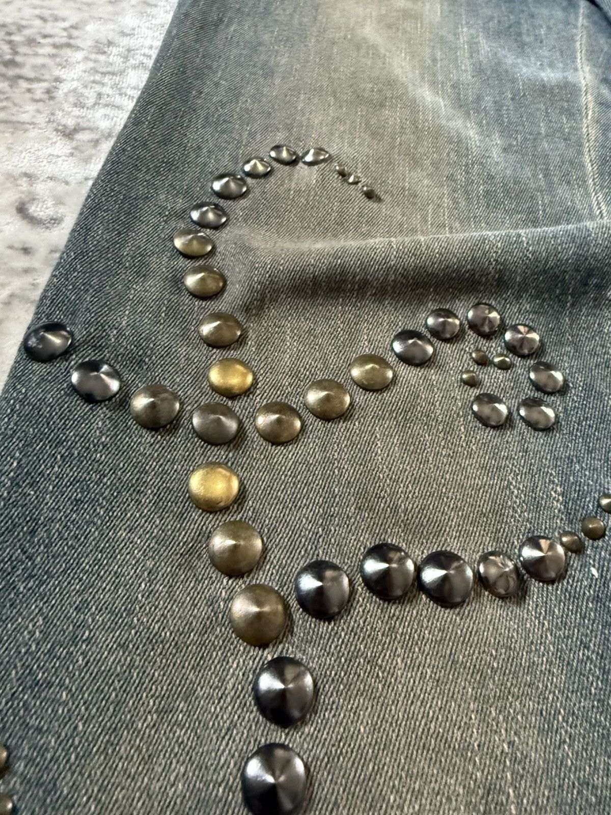 Tornado Mart Tornado Mart Artisanal Studded Tribal Mud Wash Flare Jeans Size US 29 - 9 Thumbnail