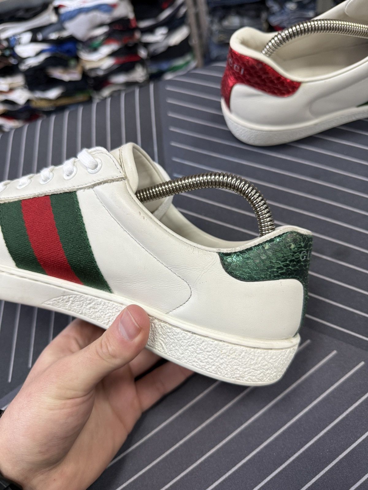 Gucci 🇮🇹 Gucci Ace Snake Embroidered Leather Sneakers Rare Size US 7 / EU 40 - 13 Thumbnail