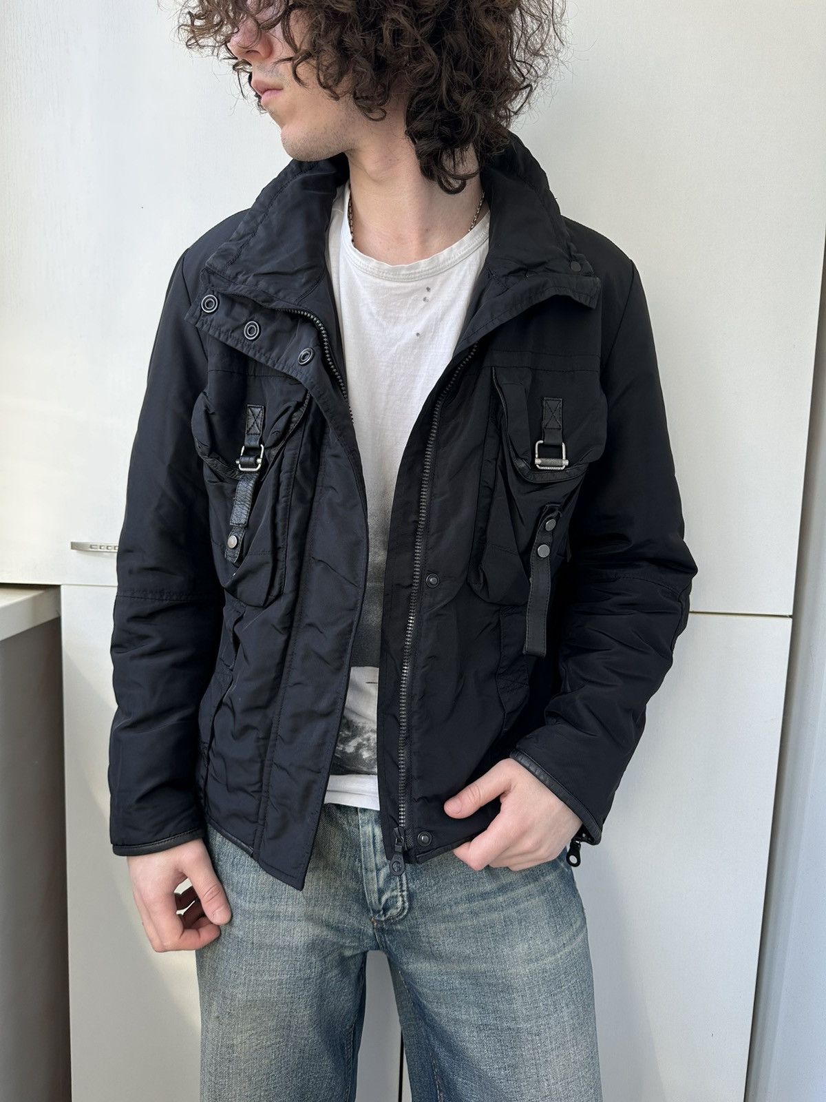 image of Miu Miu Pocket Bomber Jacket in Black, Men's (Size Small)