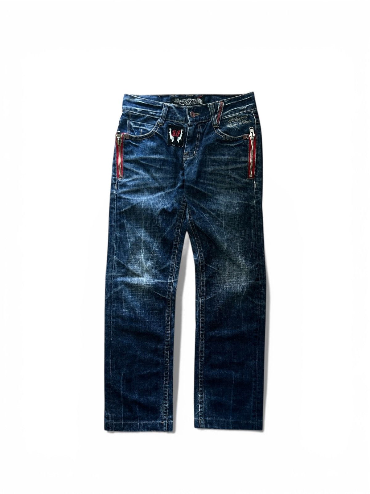 Japanese Brand Vintage Red Pepper "Gold Label" Distressed Biker Denim Jeans Size US 32 / EU 48 - 1 Thumbnail