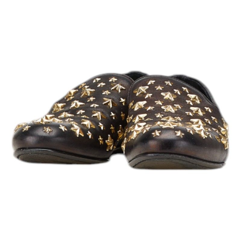 Jimmy Choo Jimmy Choo Leather Star Studs Loafers Leather Shoes in Black, Men's