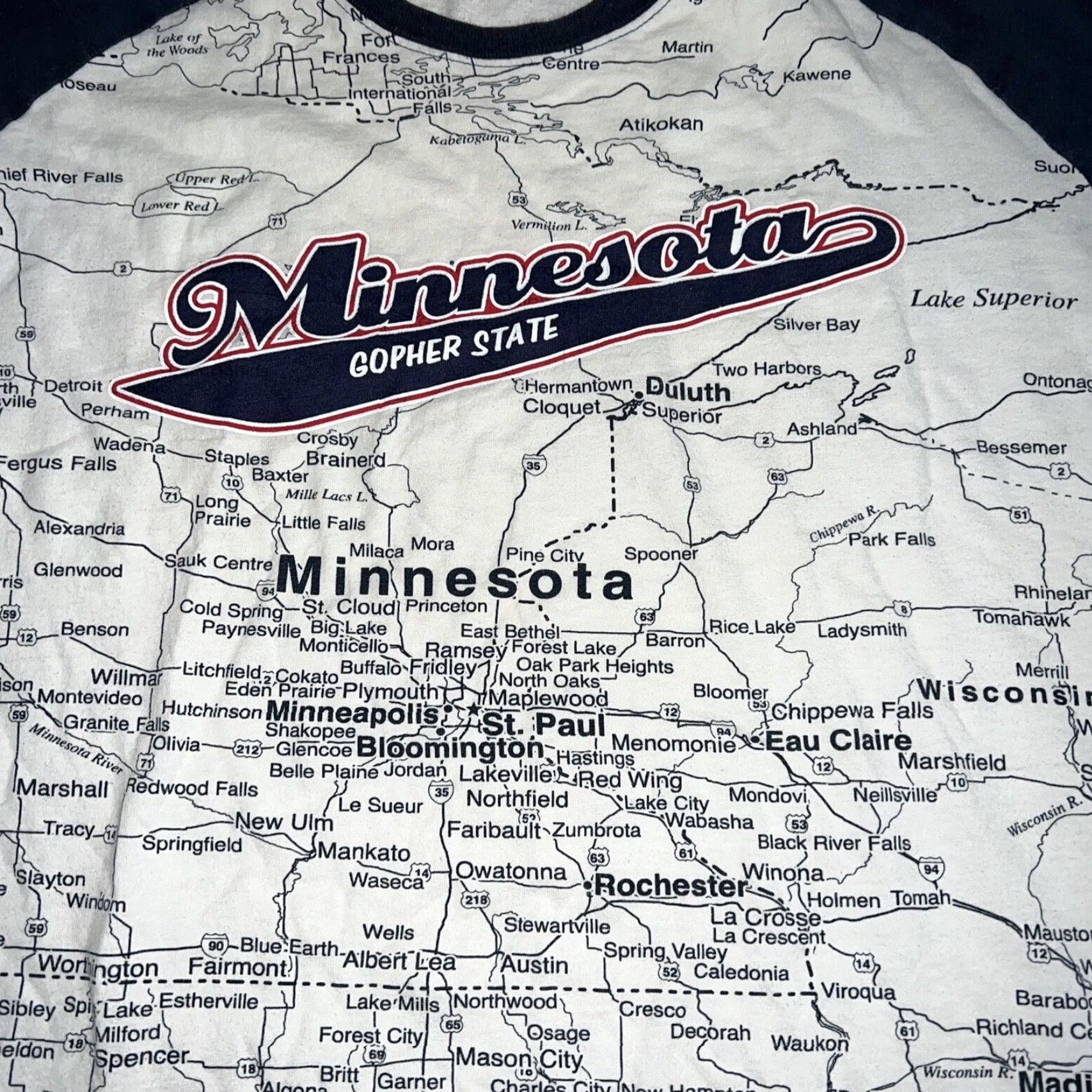Vintage State Of Mind T-Shirt Mens XL Blue Minnesota Gopher State Map Size US XL / EU 56 / 4 - 2 Thumbnail