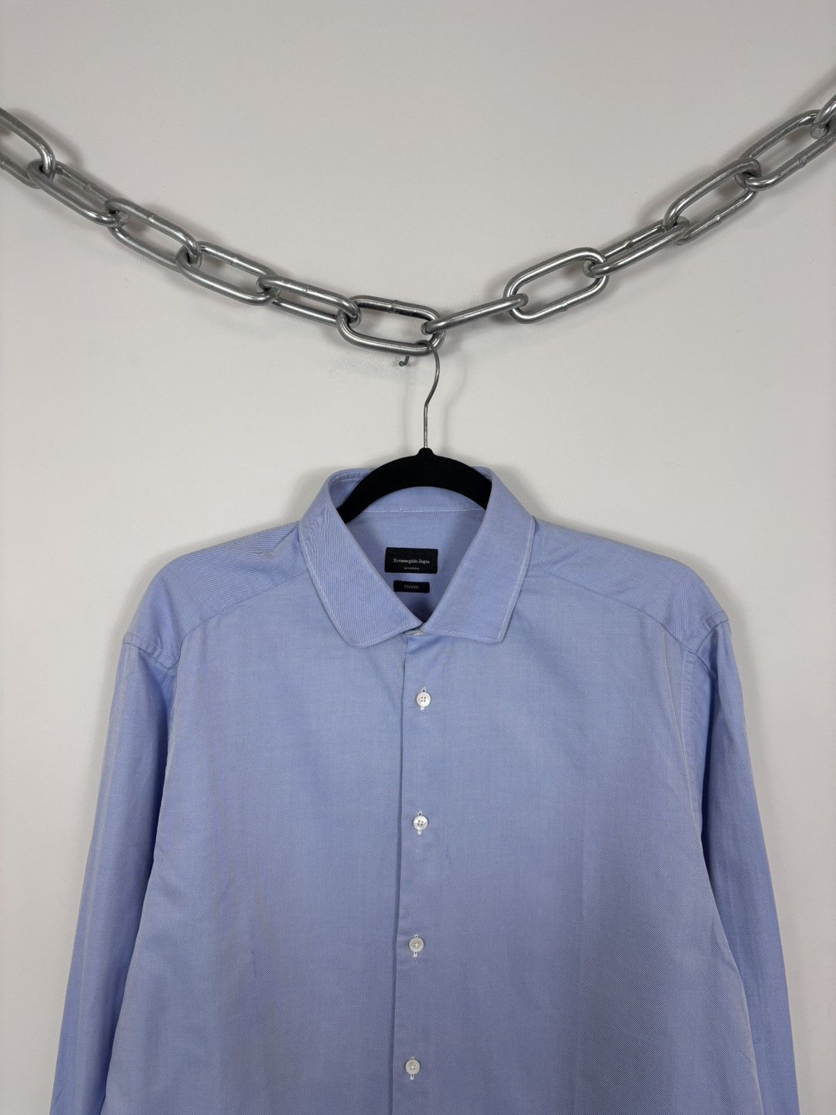 Ermenegildo Zegna Ermenegildo Zegna Trofeo Su Misura Men’s Blue Dress Shirt Size US XL / EU 56 / 4 - 2 Thumbnail