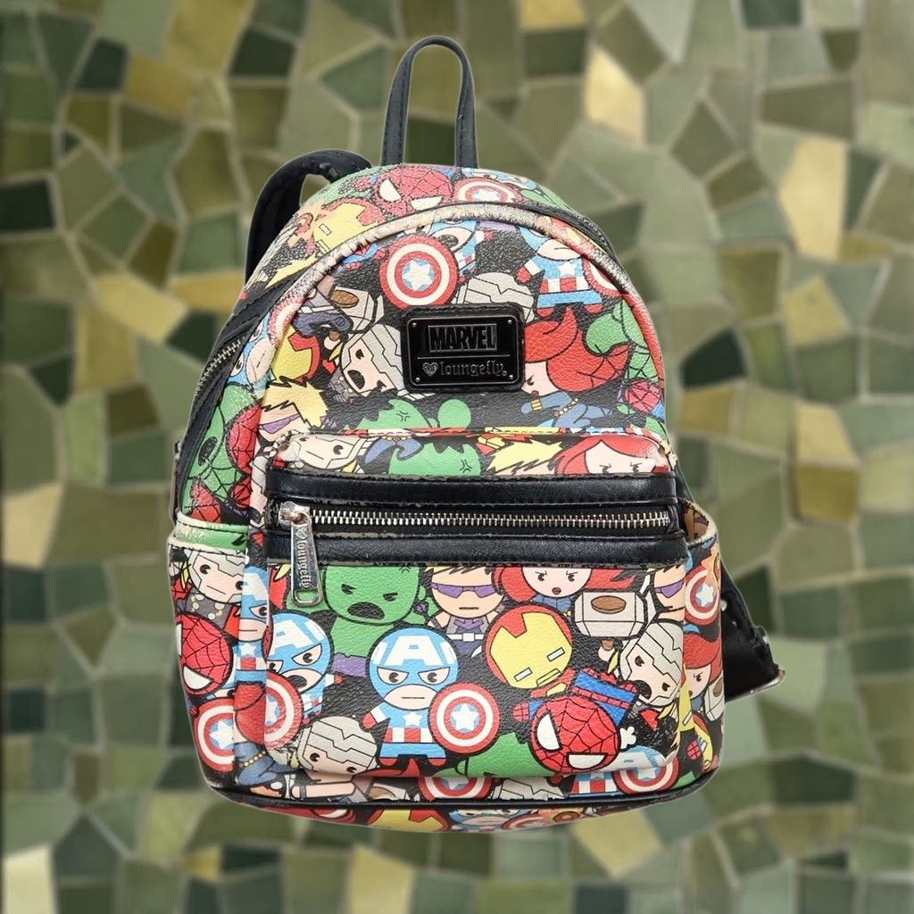 Vintage Loungefly Marvel Avengers mini backpack purse Backpack Small Women Black Faux Leather Zip Closure Size ONE SIZE - 1 Thumbnail