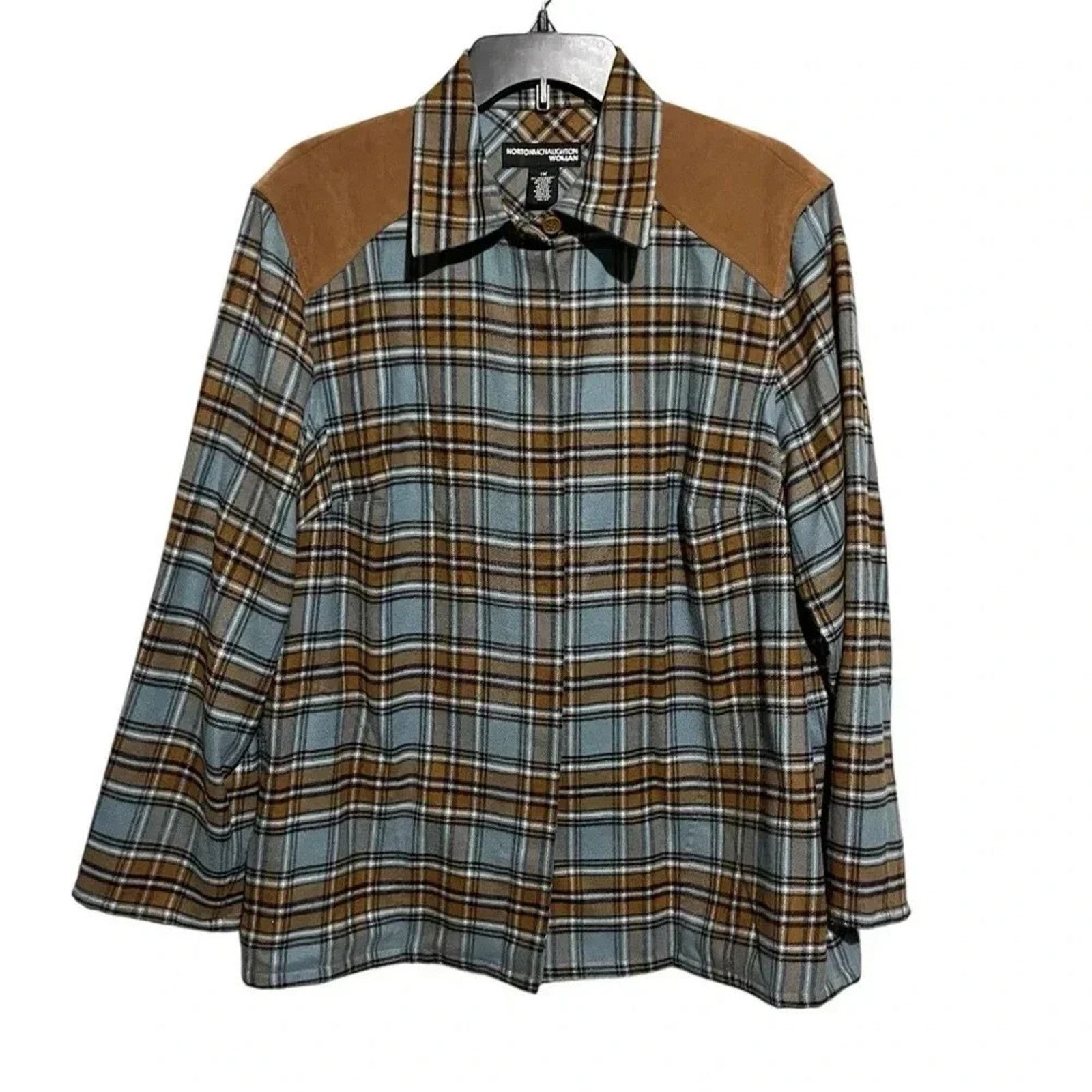 Other Norton Mcnaughton Size 1X Western Plaid Flannel Shirt Jacket Size XL / US 12-14 / IT 48-50 - 1 Thumbnail