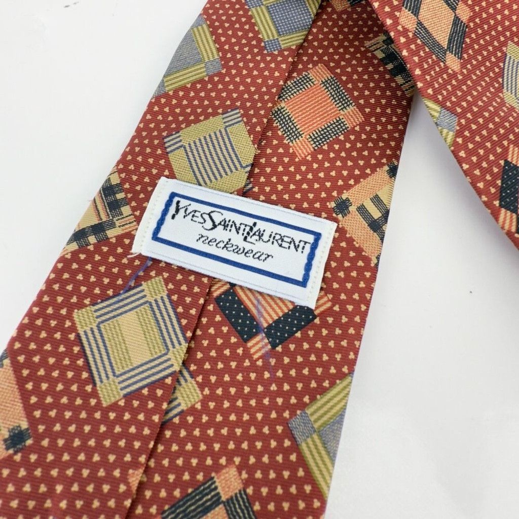 Yves Saint Laurent YVES SAINT-LAURENT Neckwear 100% Silk Rust Tie L 55" x W 3.5 Size ONE SIZE - 2 Thumbnail