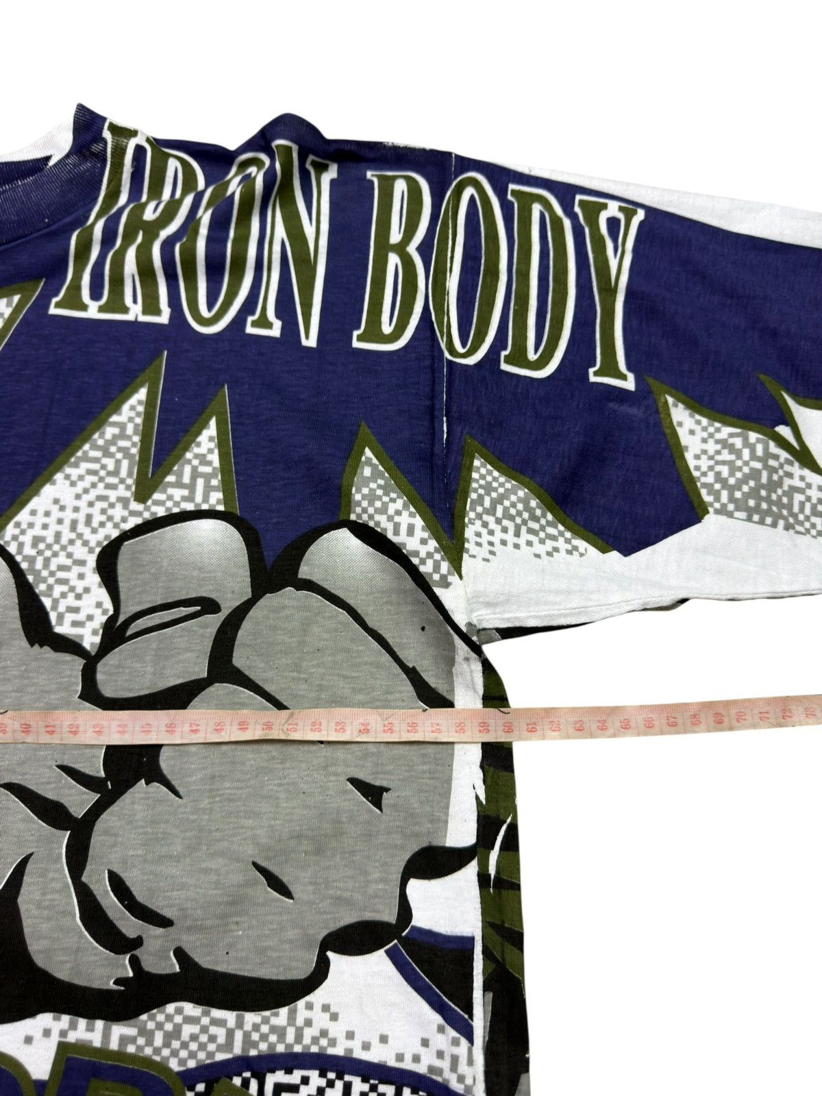 Other *RARE* VINTAGE 90s WORLD GYM AOP TEE IRON BODY Size US L / EU 52-54 / 3 - 6 Thumbnail