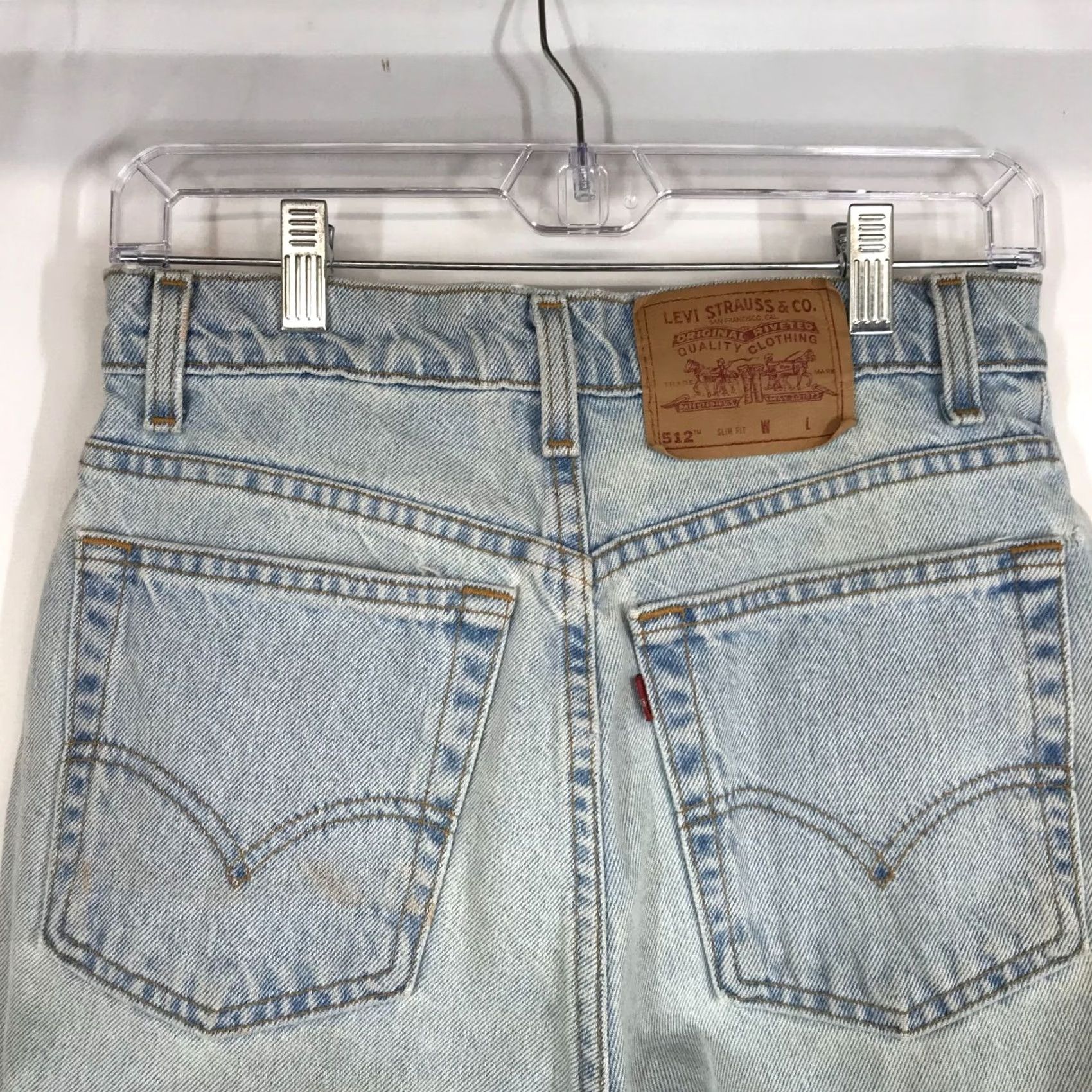 Levi's LEVI'S Juniors 11 BLUE 512 Slim Fit Denim Jean Shorts VINTAGE USA Jeans Shorts Women 11 Blue Slimming Denim 90s? Size 32" / US 10 / IT 46 - 6 Thumbnail