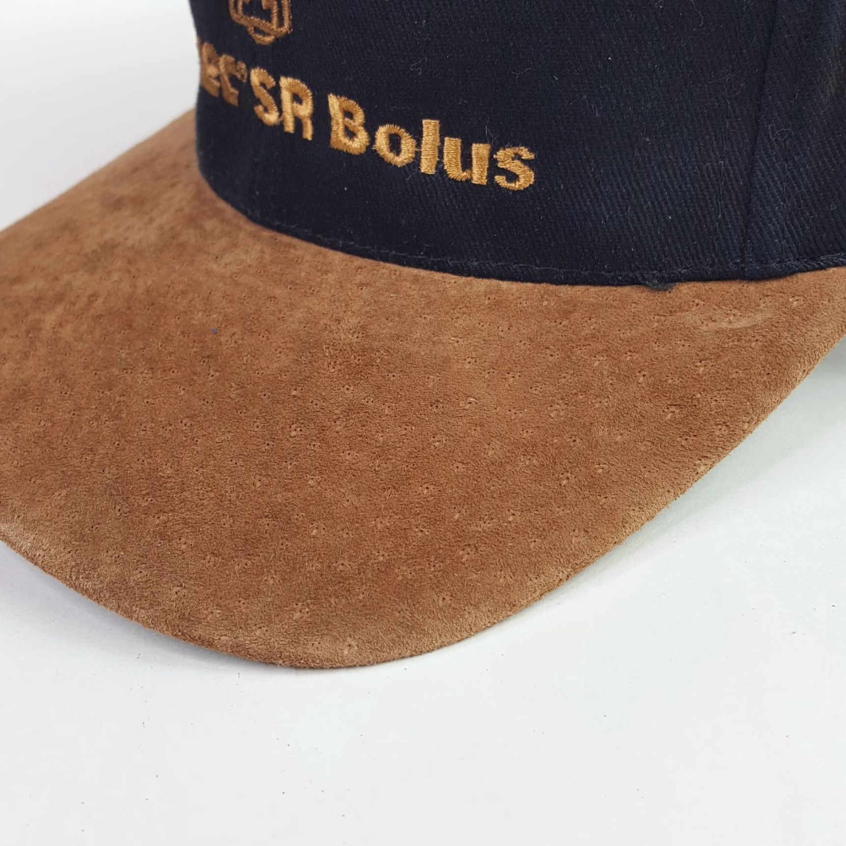 Vintage VINTAGE In De Bull Farm Medicine Suede Brim Trucker Hat Cap Farming Cow Shirt Adjustable Black Twill Hat Mens 80s 90s Retro Embroidered Proceedings Size ONE SIZE - 4 Thumbnail