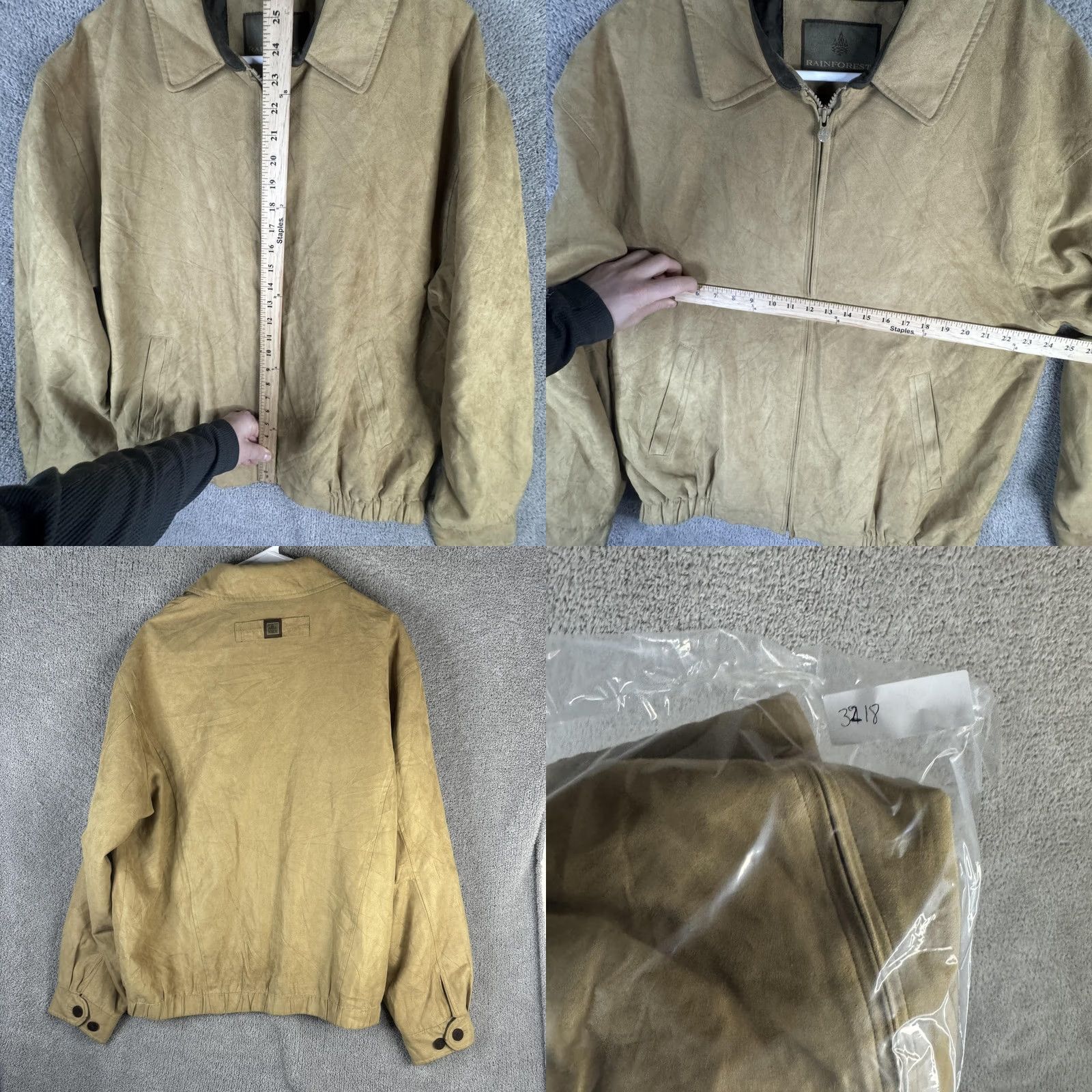 Vintage Rainforest Jacket Mens L Beige Microfiber Bomber Full Zip Lined Casual Jackets Size US L / EU 52-54 / 3 - 8 Thumbnail