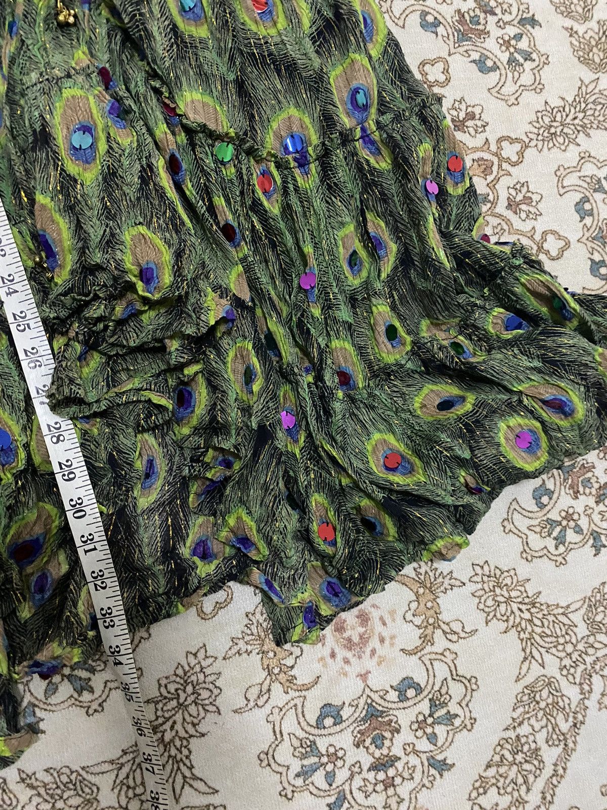 If Six Was Nine 2000s Rare Vintage GOA Peacock feathers motive Size 28" / US 6 / IT 42 - 10 Thumbnail