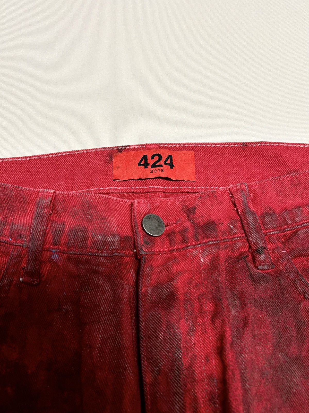 424 2018 Red Paisley Patch Denim Size US 30 / EU 46 - 6 Thumbnail
