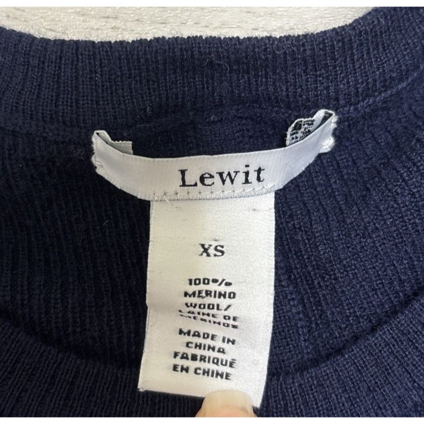 Other Lewit Wool Sweater Womens XS Blue Merino Pullover Cut Out Ba Size XS / US 0-2 / IT 36-38 - 7 Thumbnail
