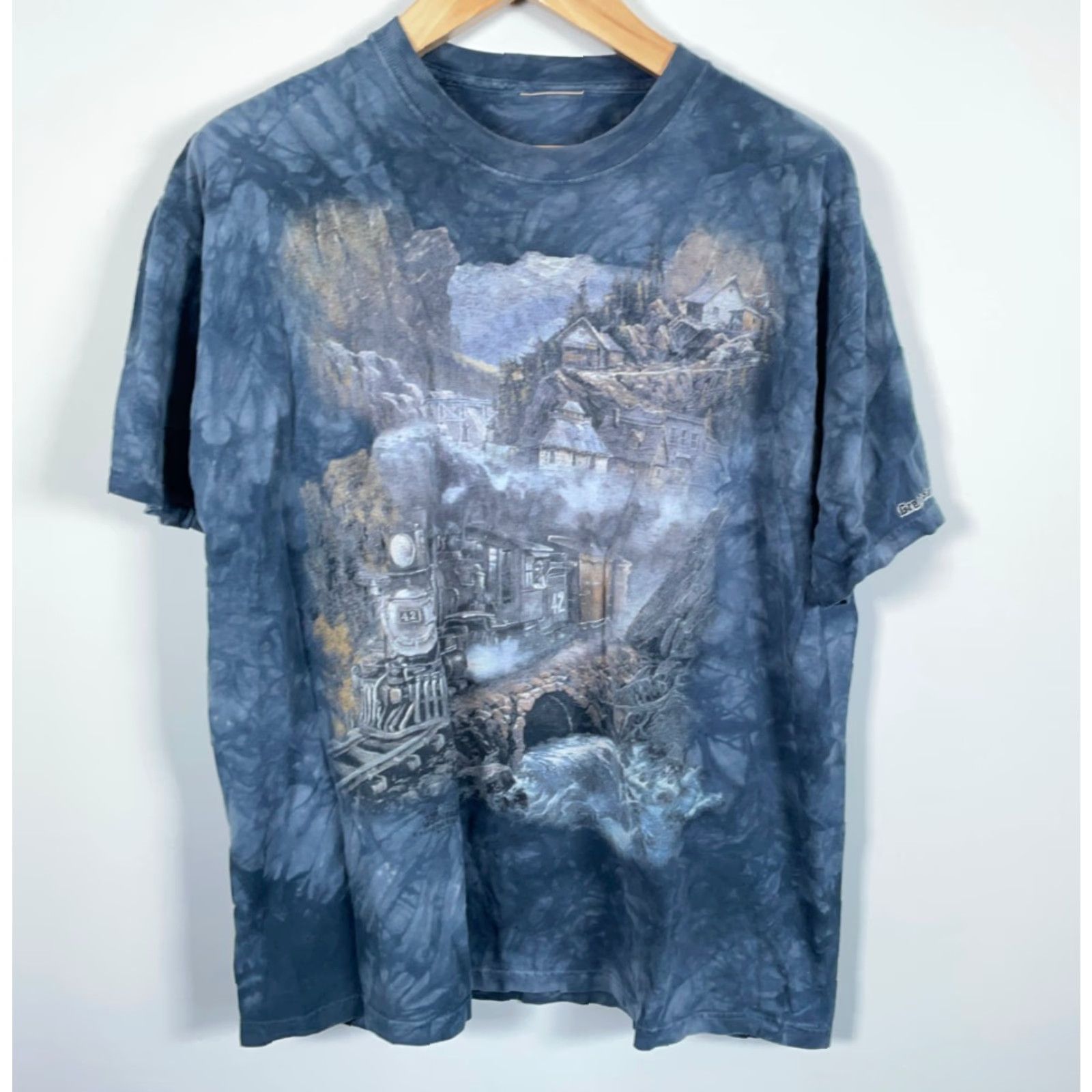 The Mountain VINTAGE The Mountain T-Shirt Blue Tie Dye 1998 Train Graphic XL Men’s 90s AOP Size US XL / EU 56 / 4 - 2 Thumbnail
