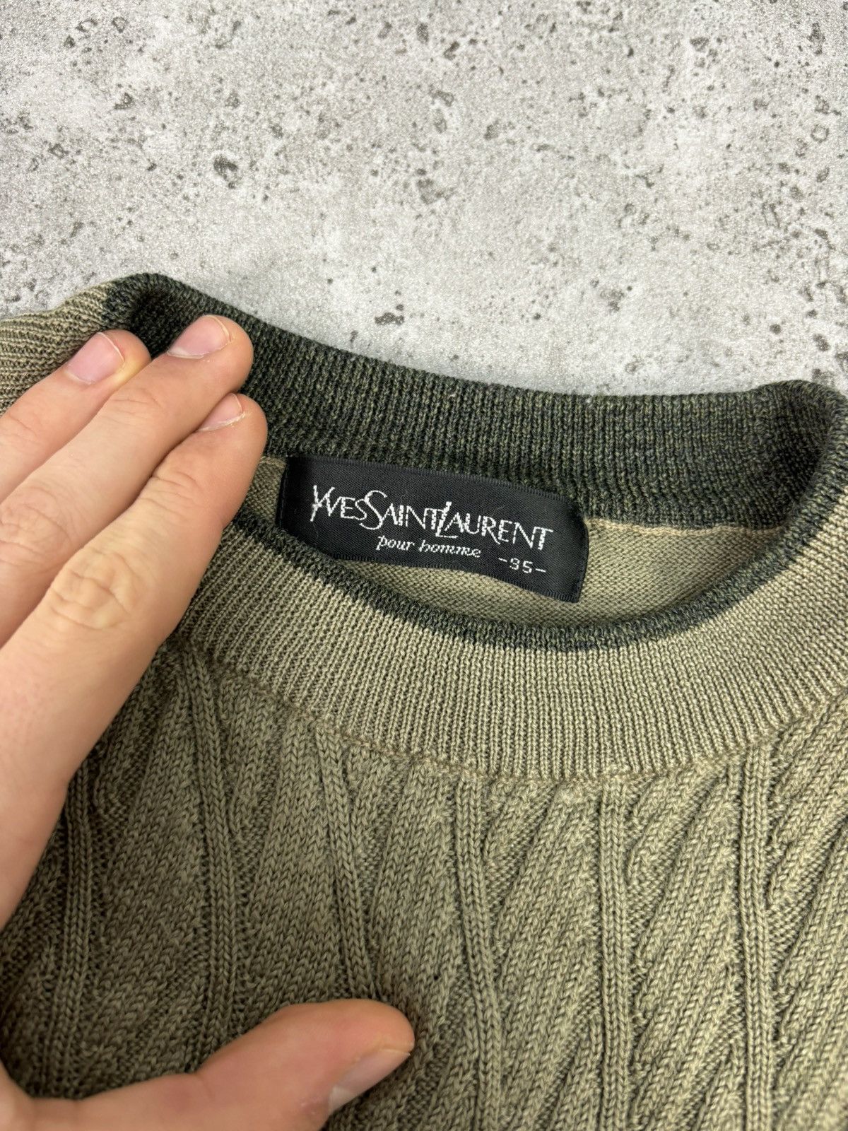 Designer × Yves Saint Laurent 90s RARE Yves Saint Laurent YSL Sweater Knitwear Khaki Size US L / EU 52-54 / 3 - 7 Thumbnail