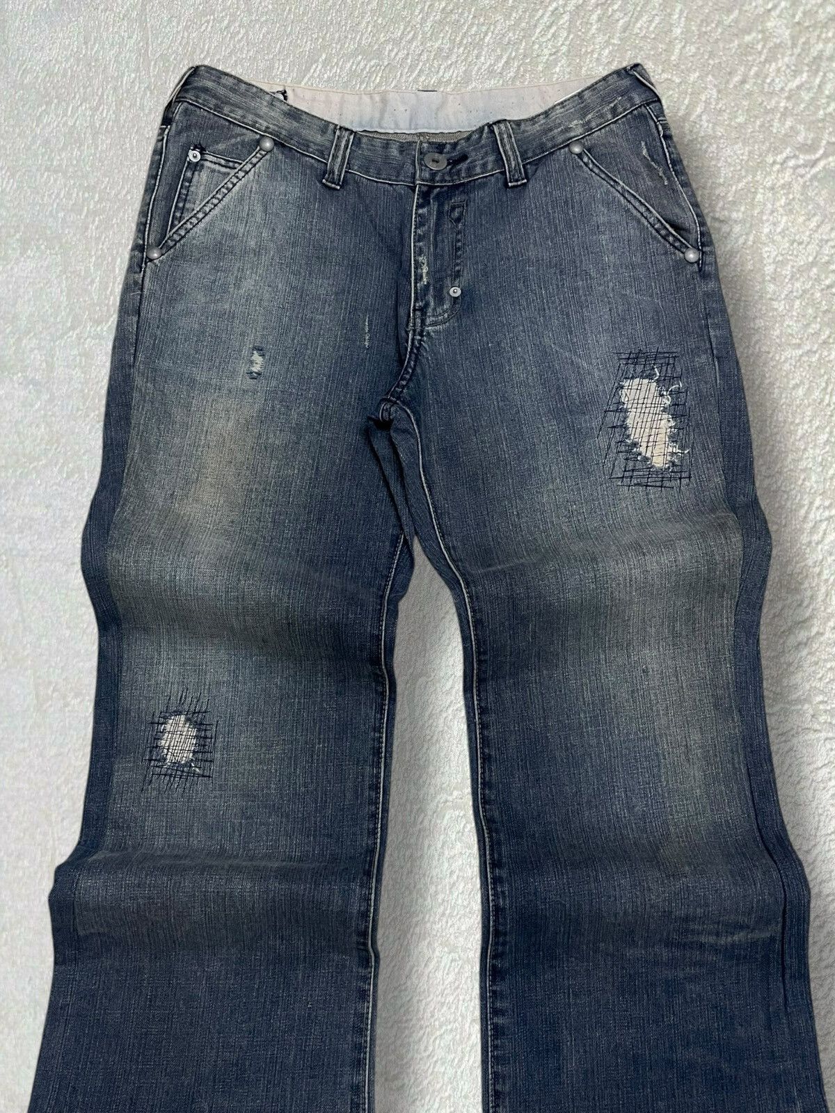 Tornado Mart Vintage Japan Designer Rush/Hour Distressed Flared Denim Size US 32 / EU 48 - 6 Thumbnail