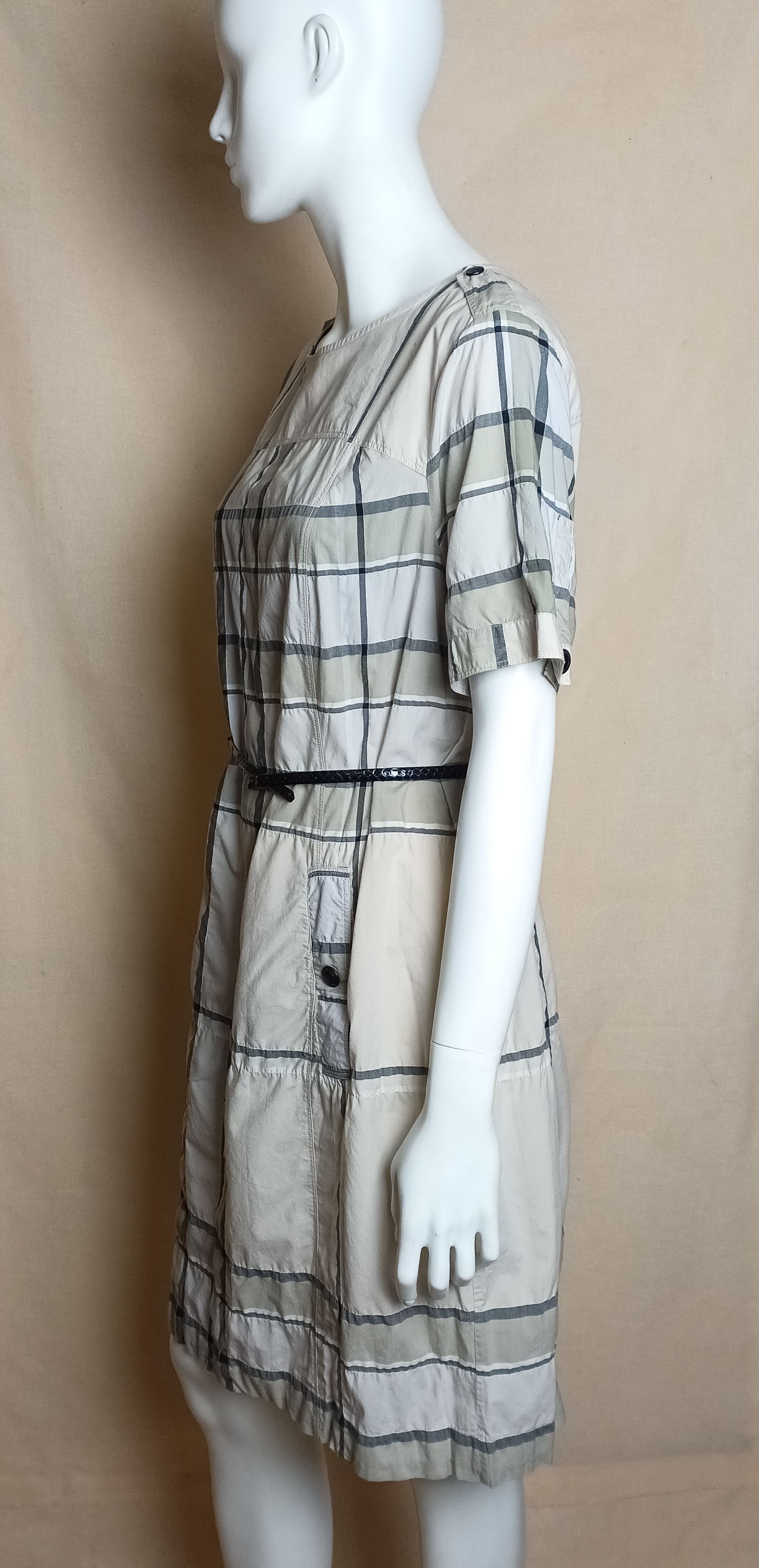 Burberry Burberry Brit Kristie Dress Nova Check Plaid Beige Grey US12 Size L / US 10 / IT 46 - 3 Thumbnail