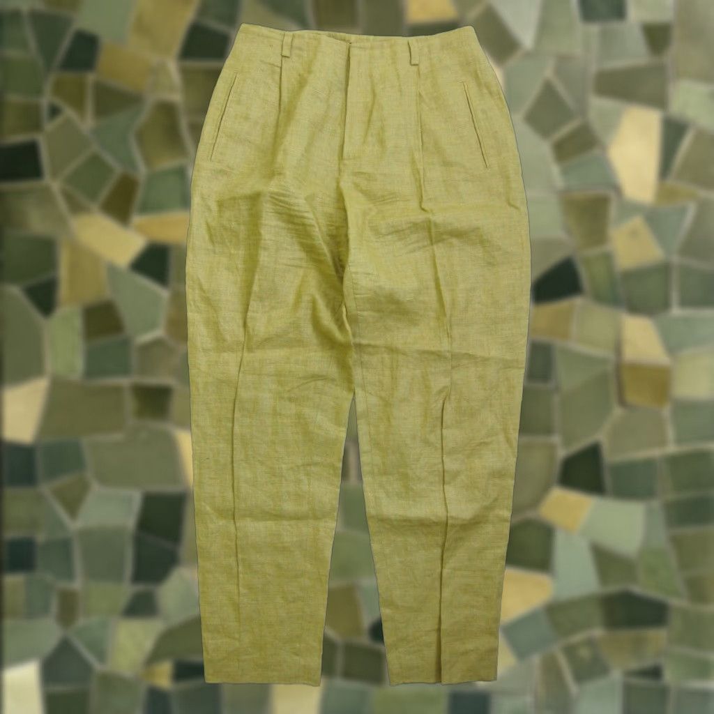 Ellen Tracy Ellen Tracy Women 100% Linen Yellow Pocket High Rise Pleat Pant Shirt? Size 32" / US 10 / IT 46 - 1 Thumbnail
